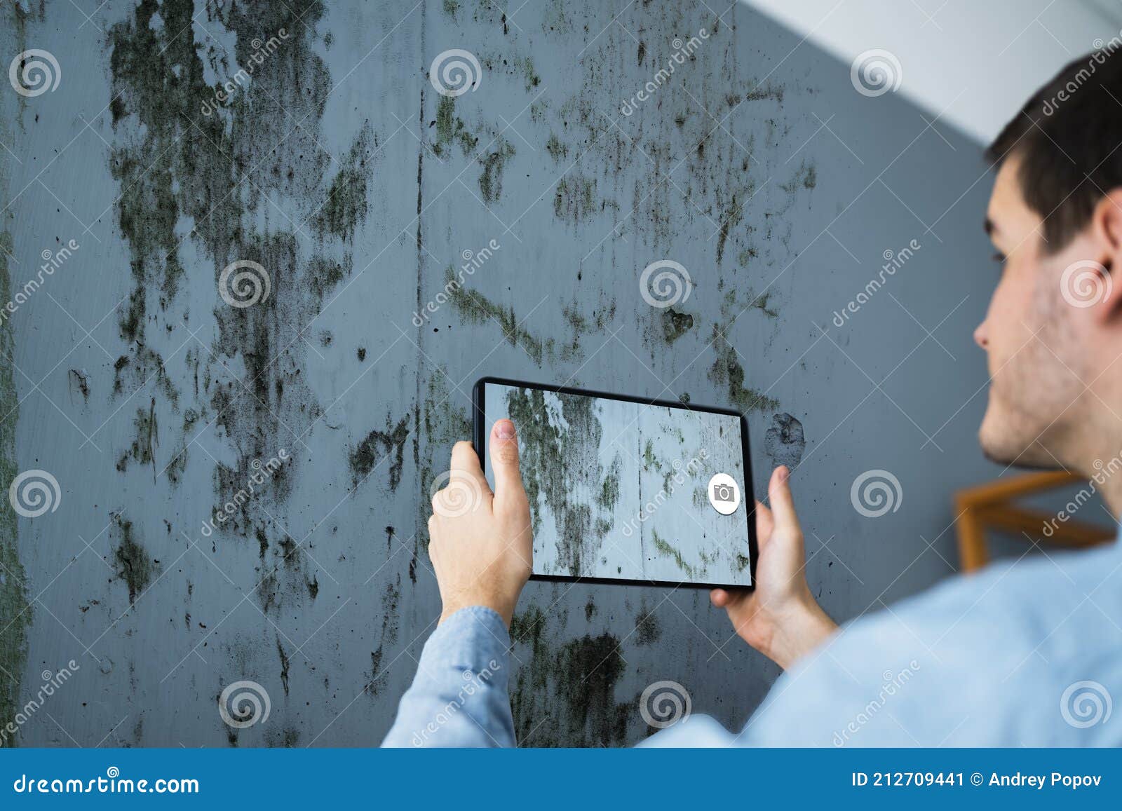 taking photo of home wall mold damage