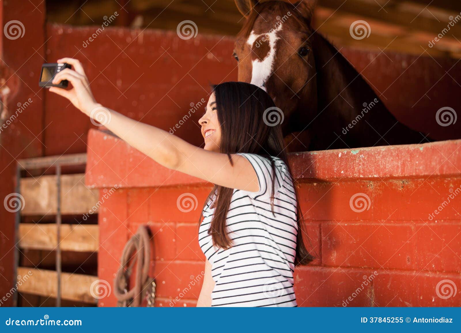 Taking a Selfie with a Horse Stock Image Image of adult, equestrian