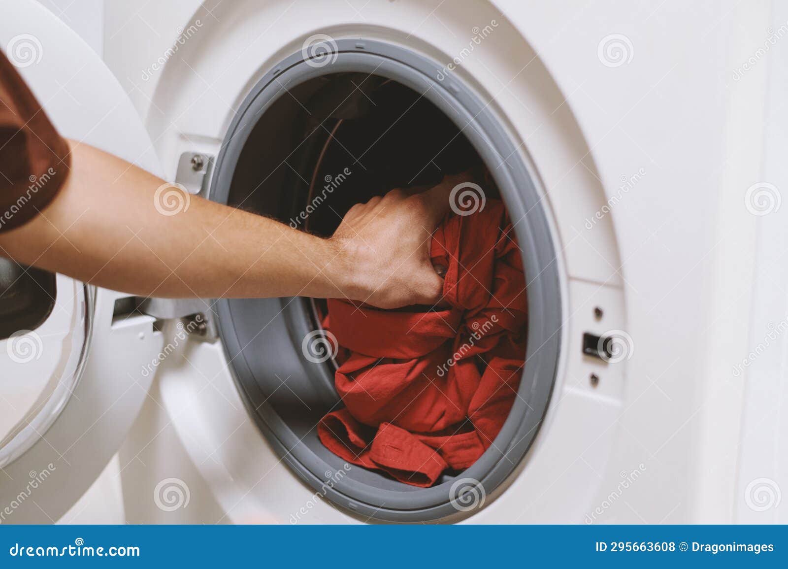 Taking Shirts Out of Washing Machine Stock Photo Image of automatic