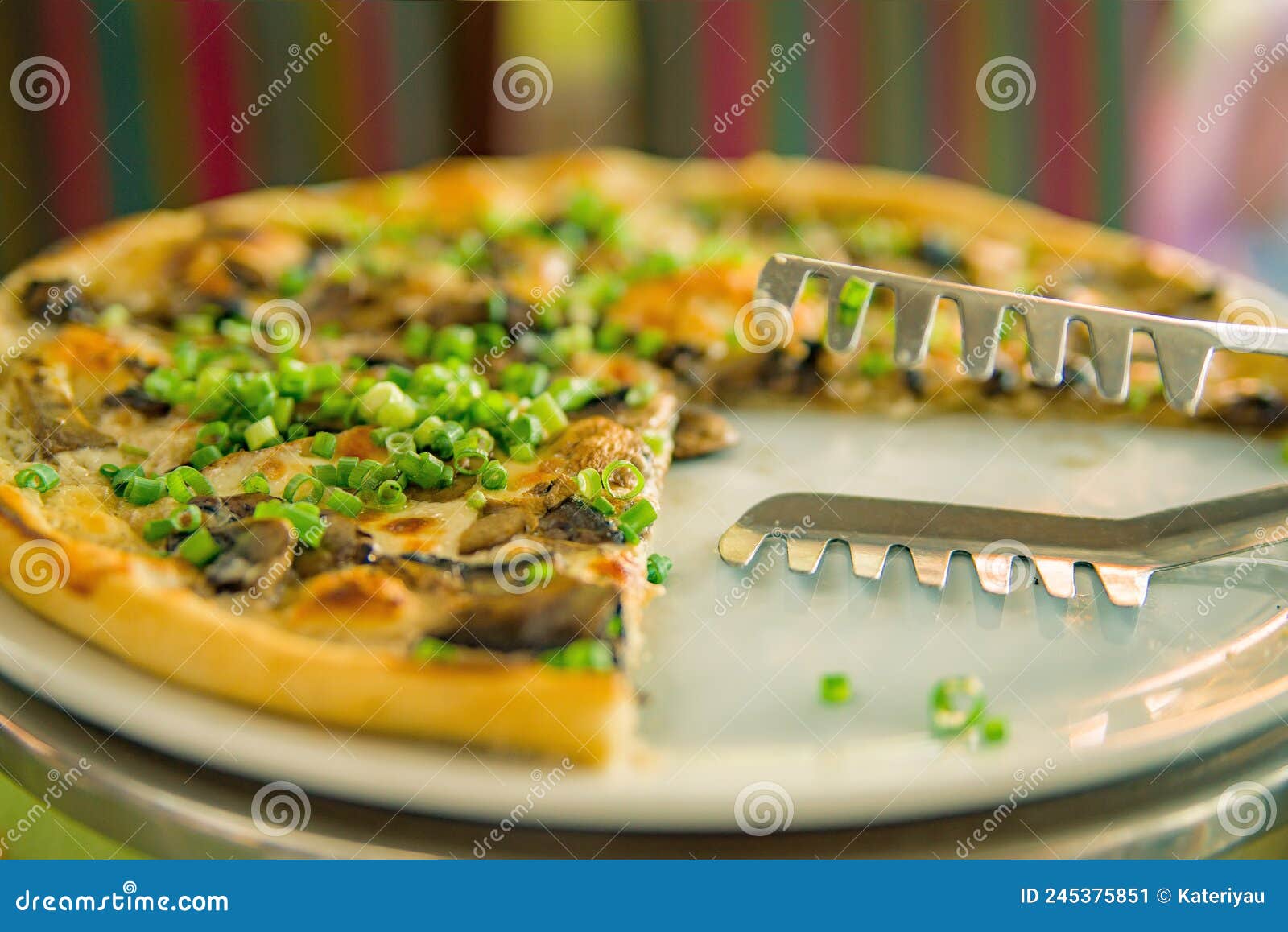 Slices of Pizza. Table with Pizza in a Restaurant. Pizza Close Up on a