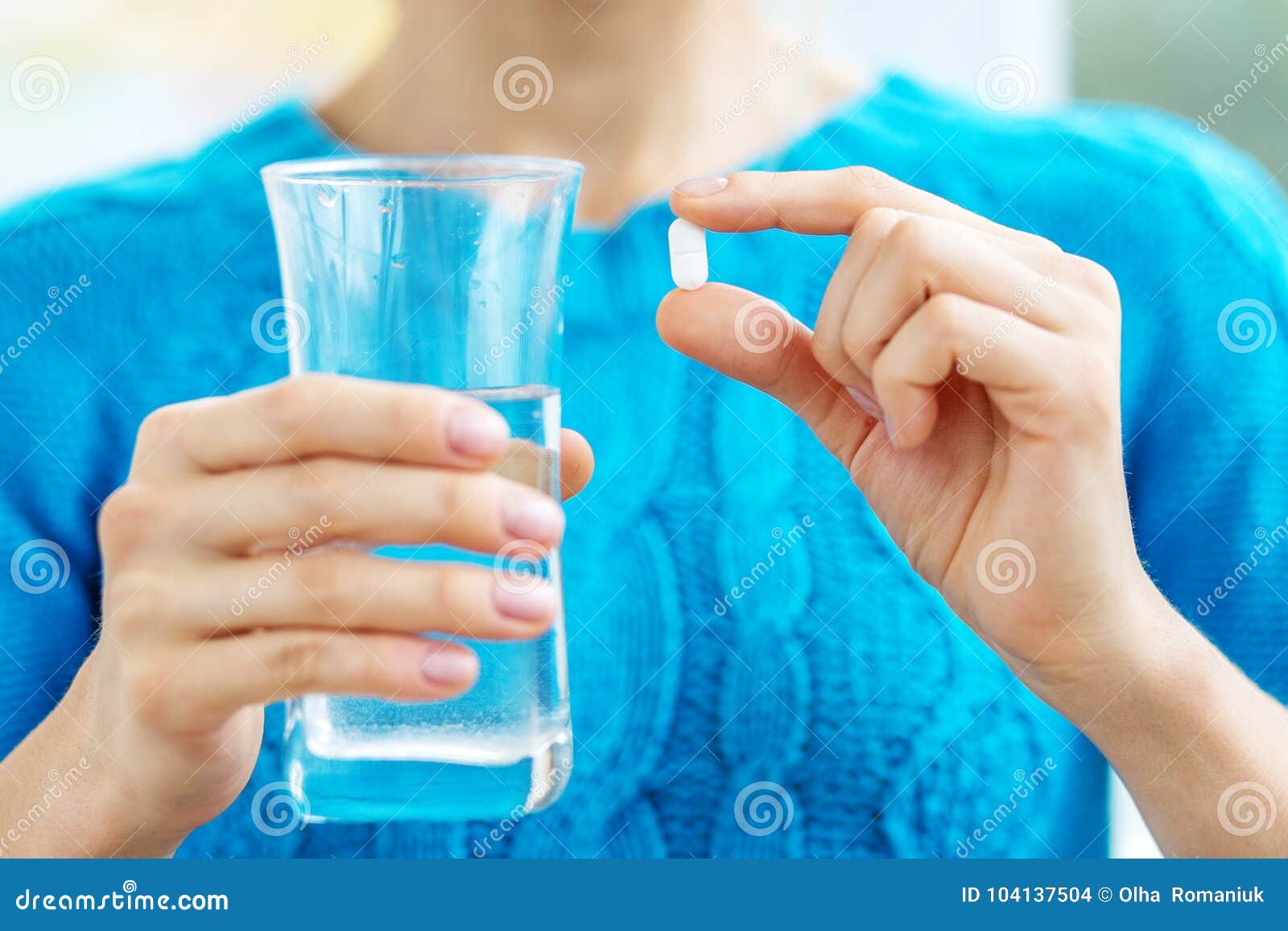 Taking Tablets. Concept Illness, Colds, Cure, Fall and Winter. Stock