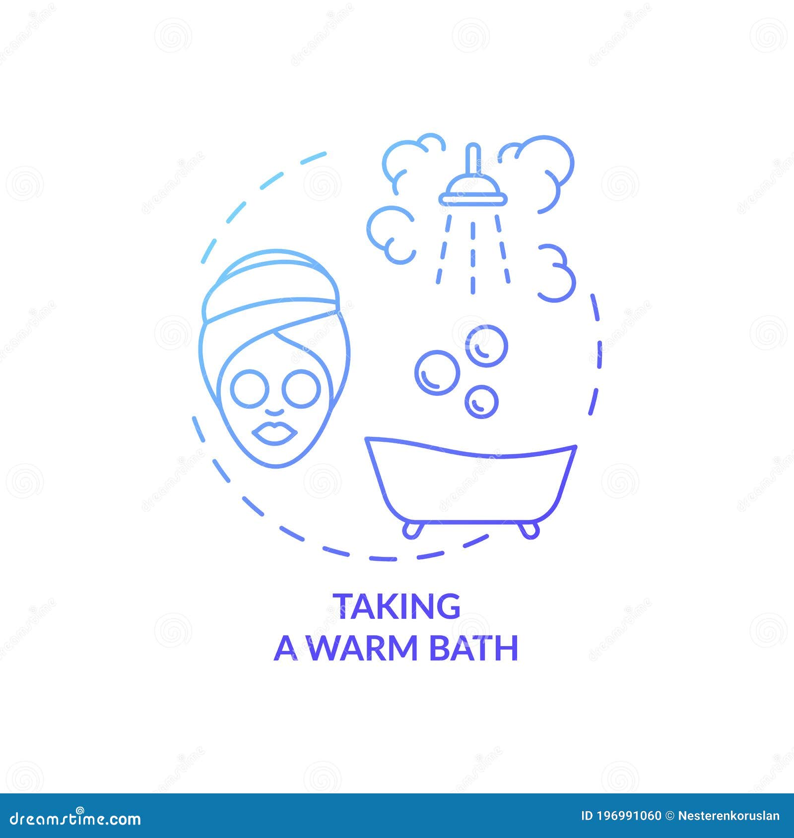 Taking Warm Bath Blue Gradient Concept Icon Stock Vector - Illustration ...