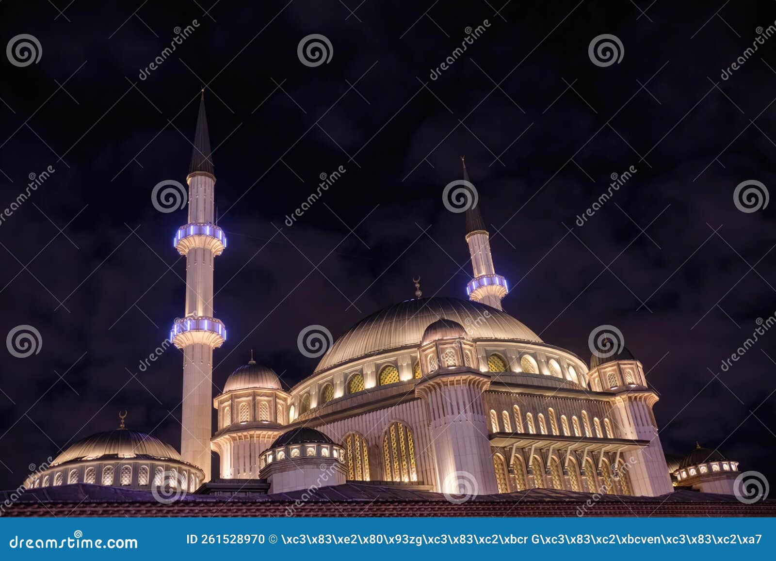 taksim mosque at night, istanbul, turkey