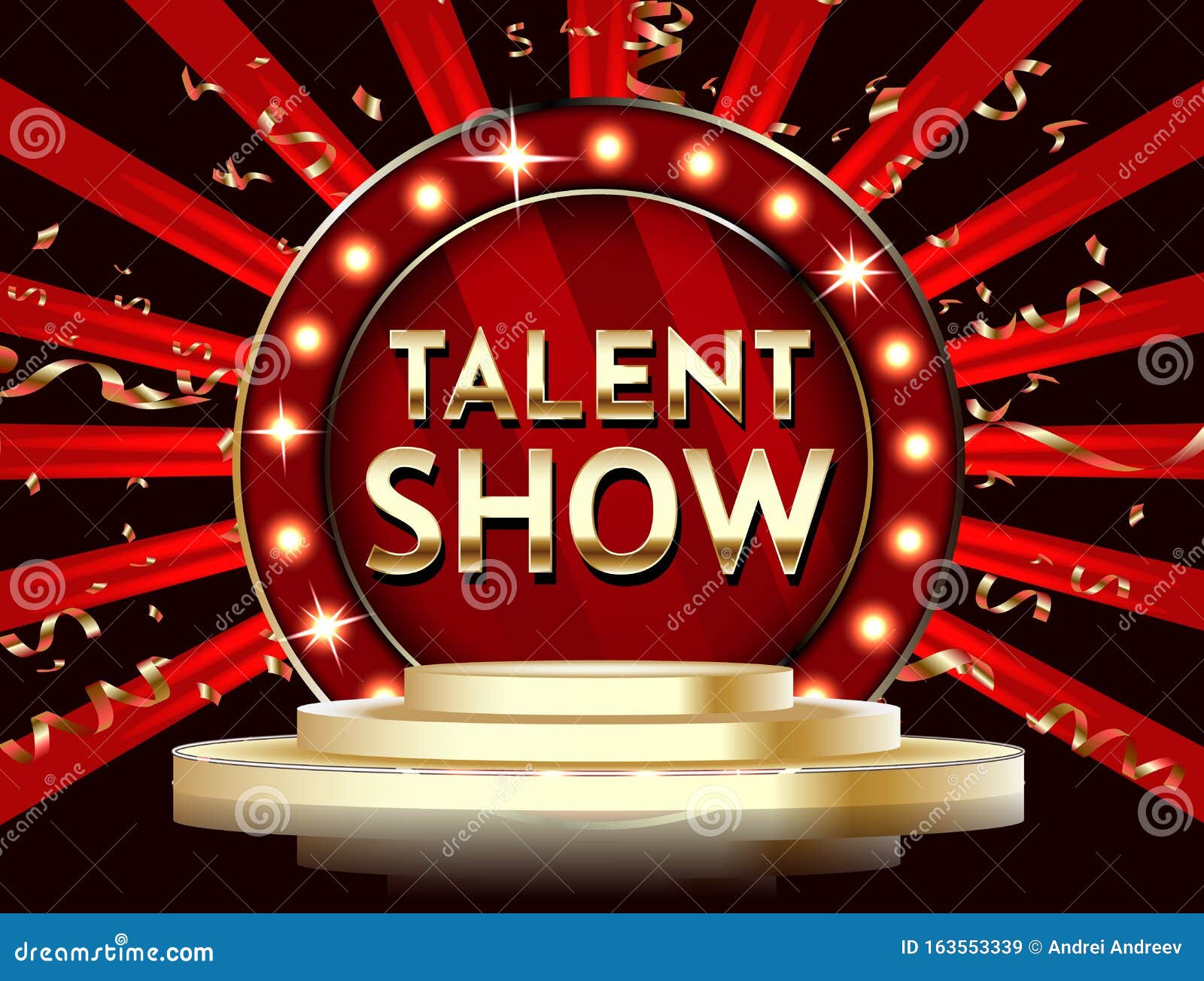 Talent Show Banner, Poster, Gold Lettering Advertisement or For Talent Show Flyer Template