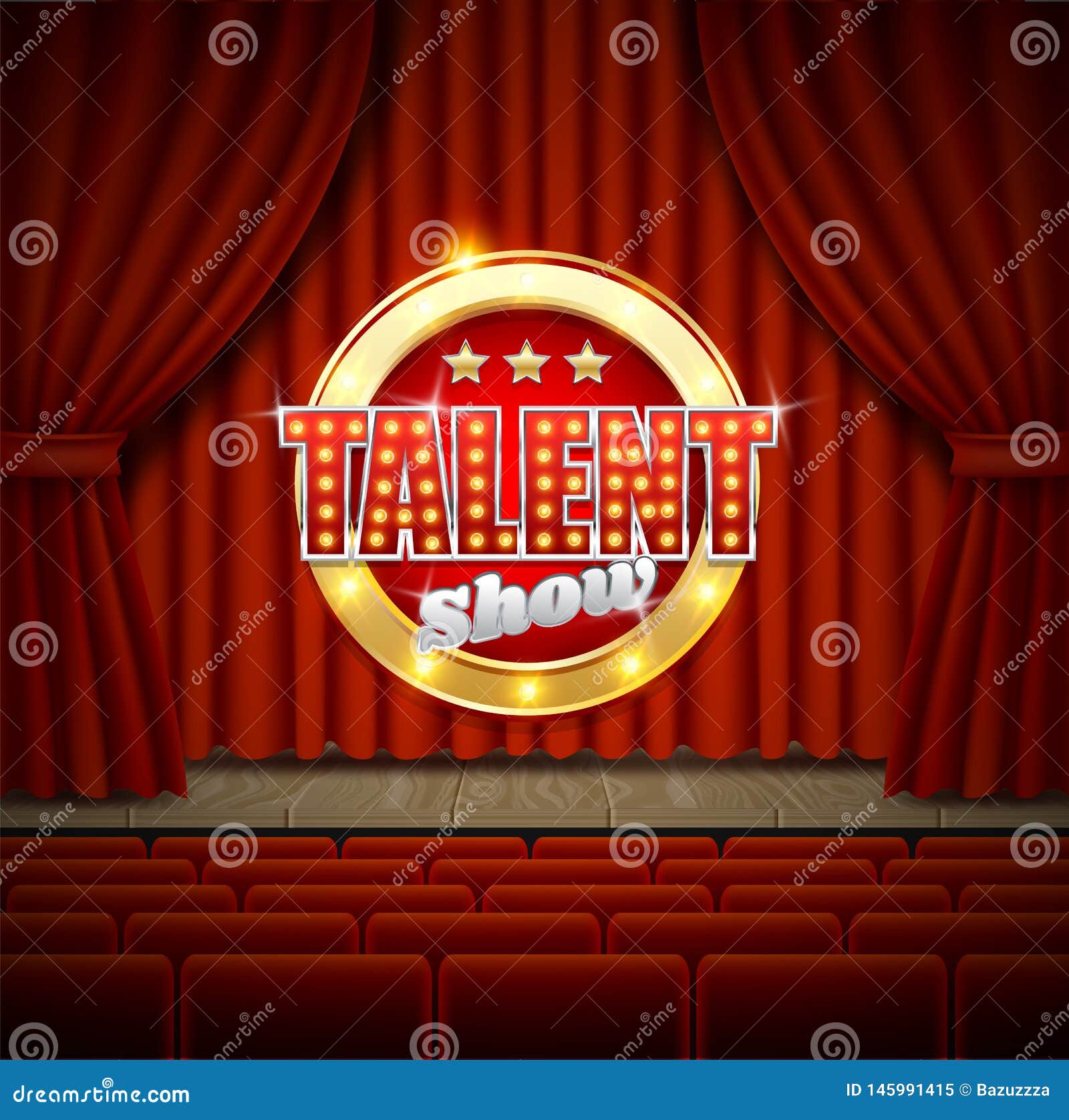 Talent Show Poster Template, Vector Realistic Illustration Stock Vector -  Illustration of backdrop, scene: 145991415