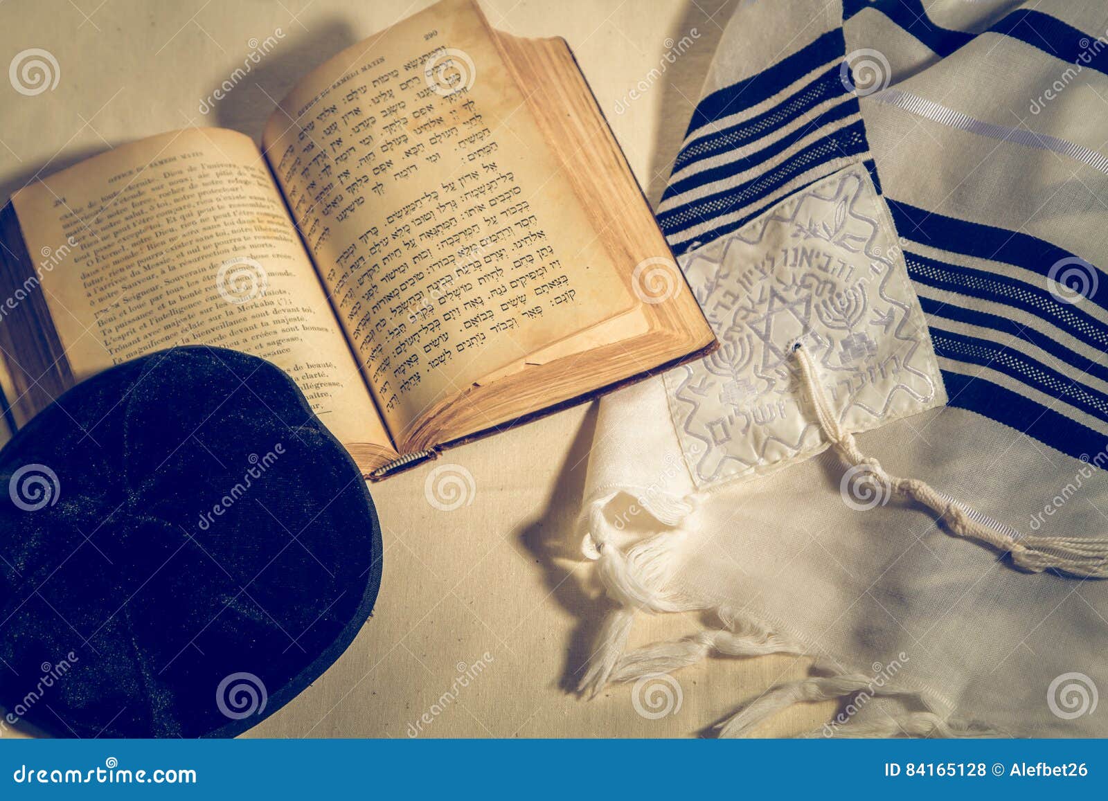 talit, kippah and siddur - jewish ritual objects