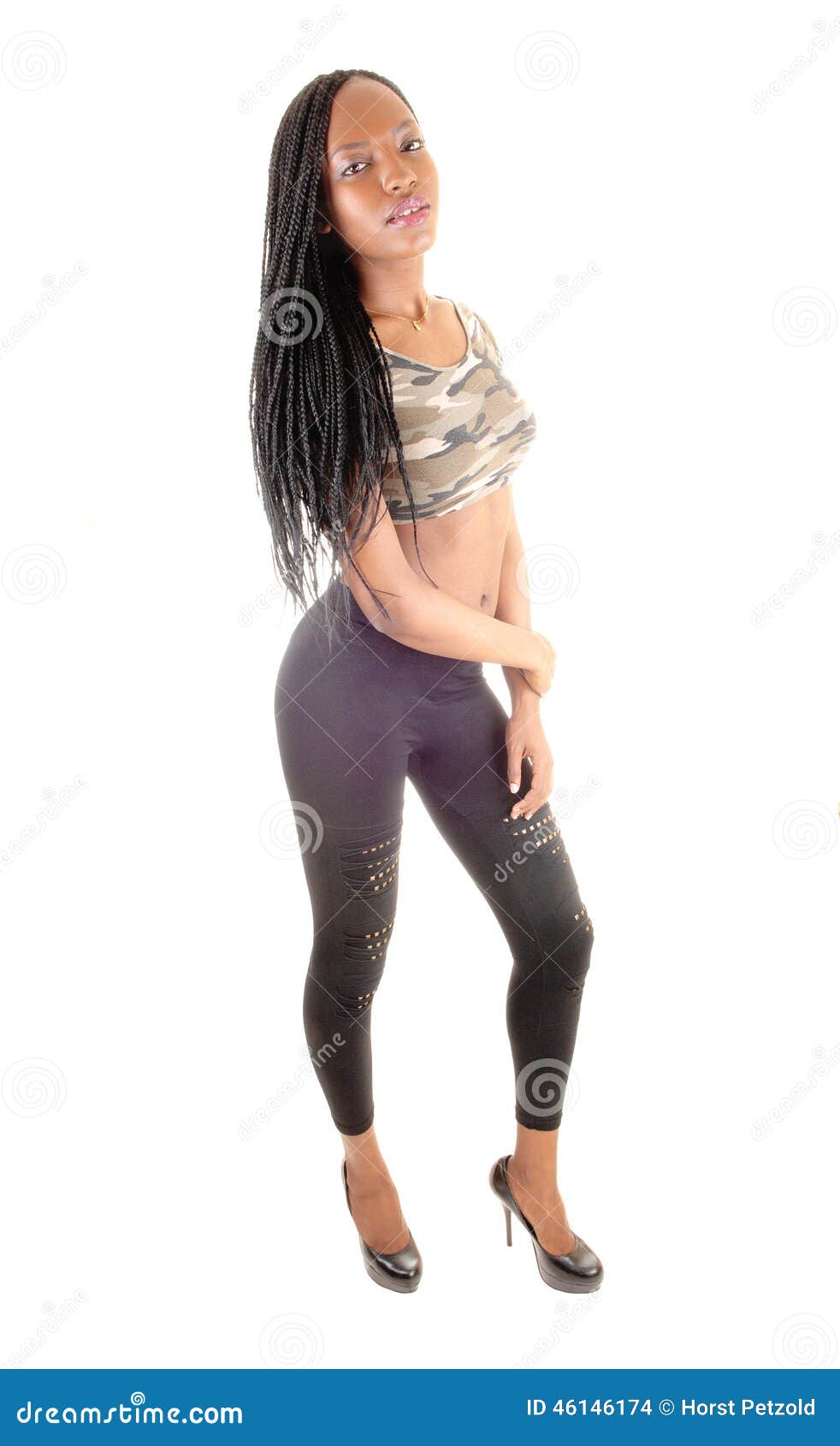 Tall black girl. stock photo. Image of legs, heels, casual - 46146174