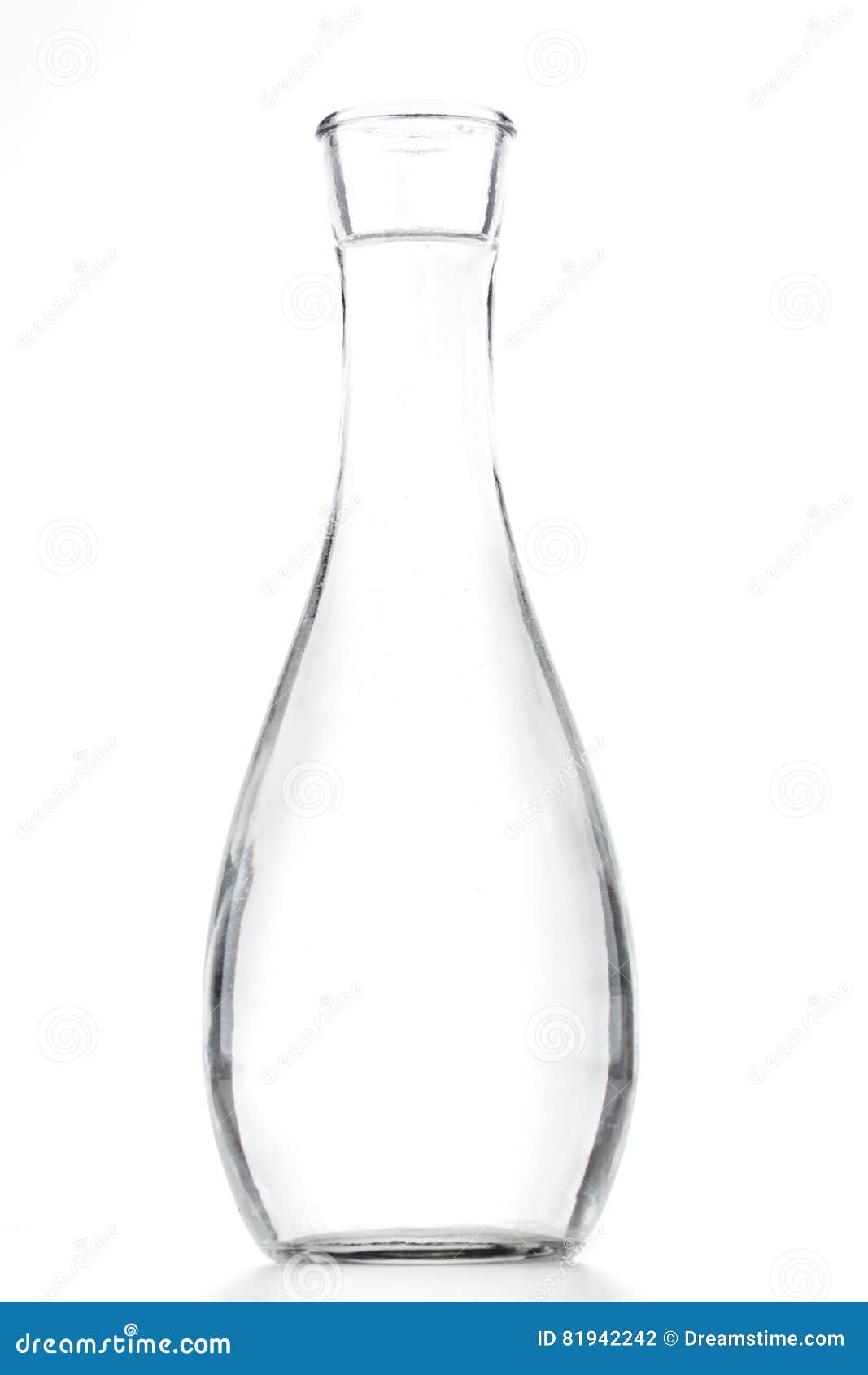 tall curved glass vase water white background