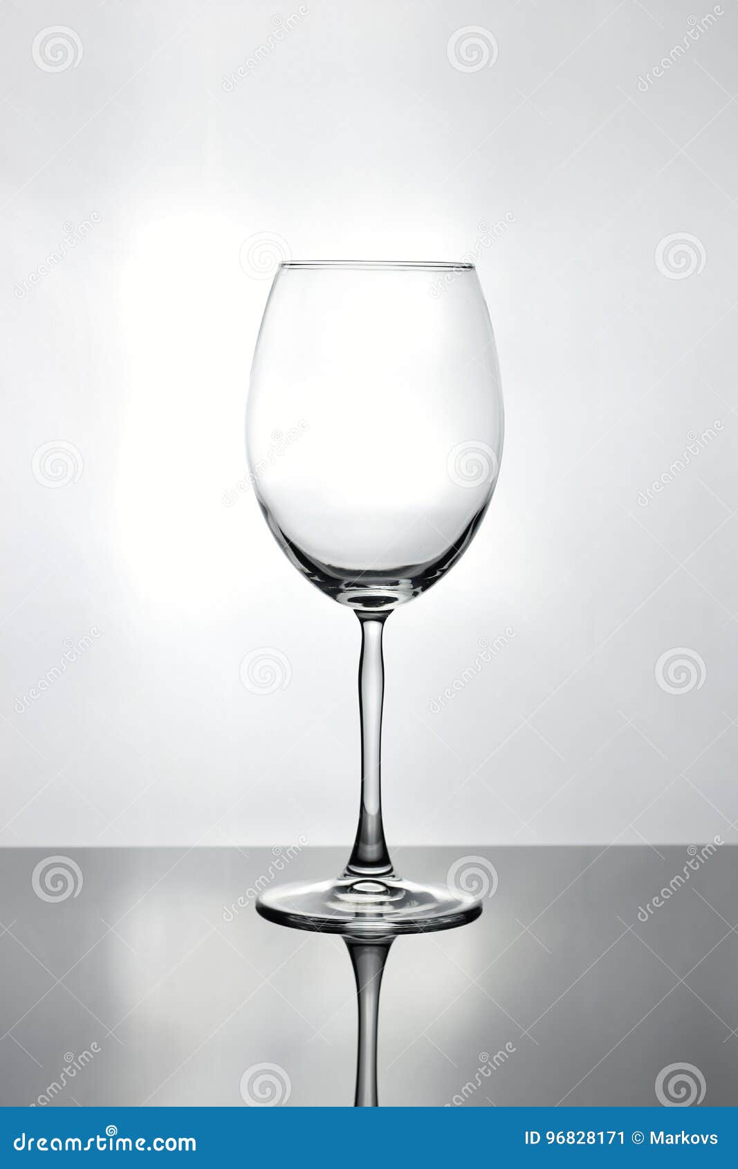 Tall Empty Curved Wine Glass with a Tall Thin Stem Stock Image Image