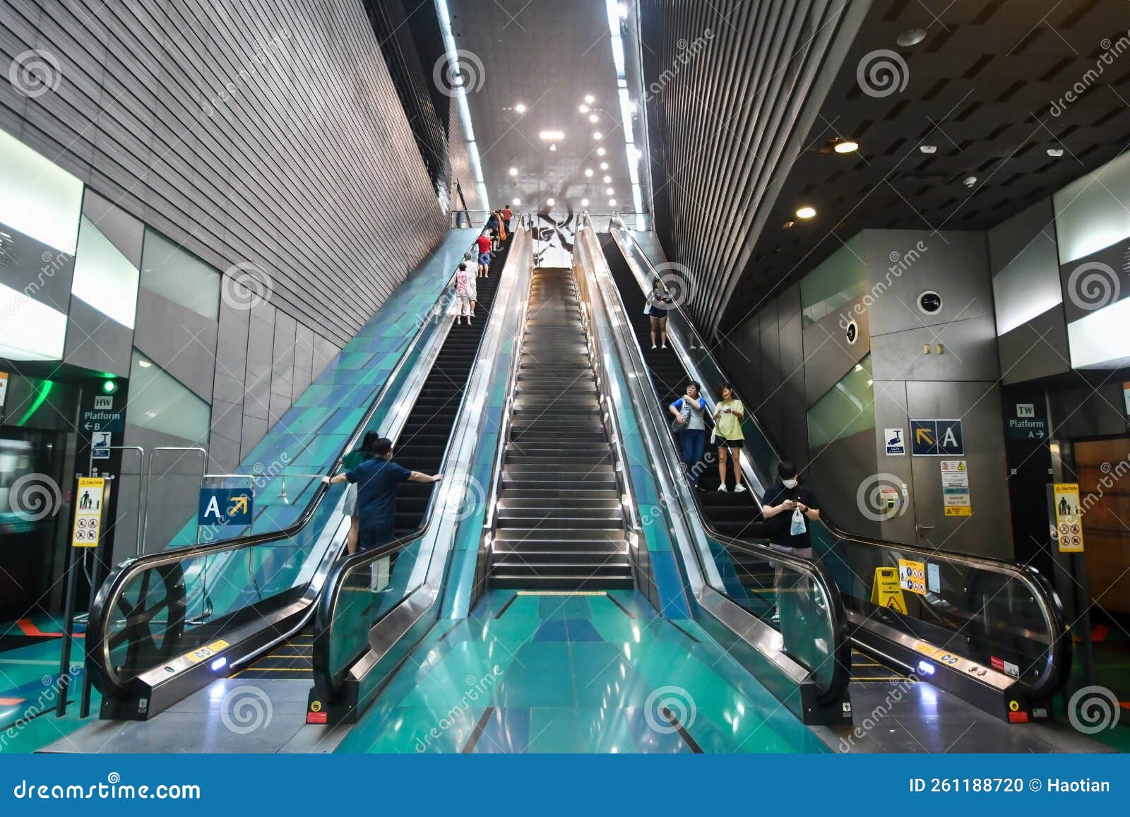 Tall Escalators at Stadium MRT Station, Singapore Editorial Image ...