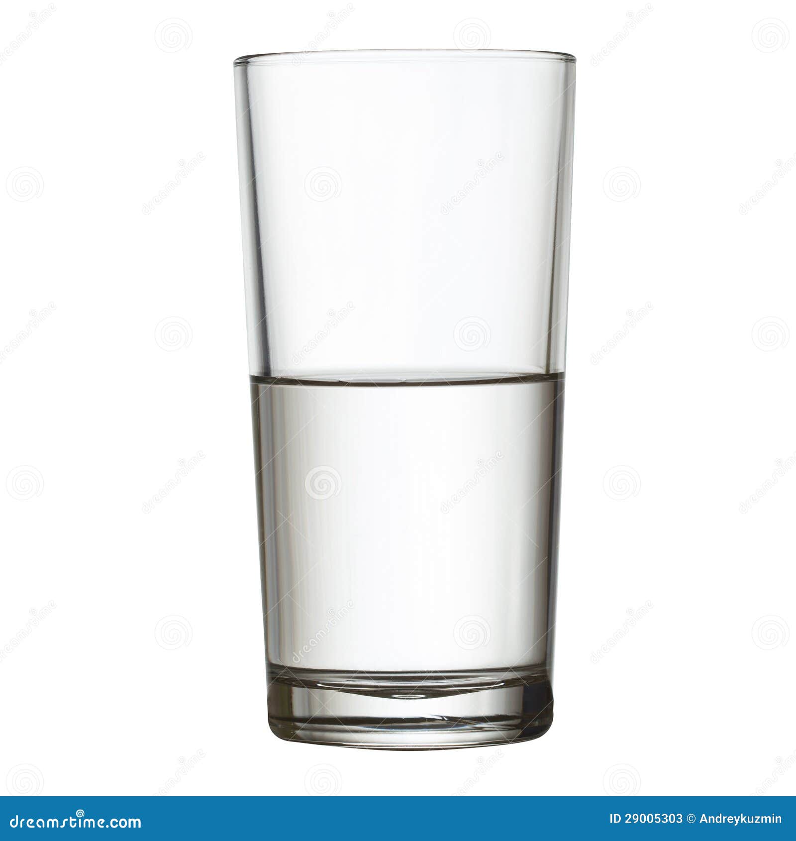 tall half full glass of water w clipping path