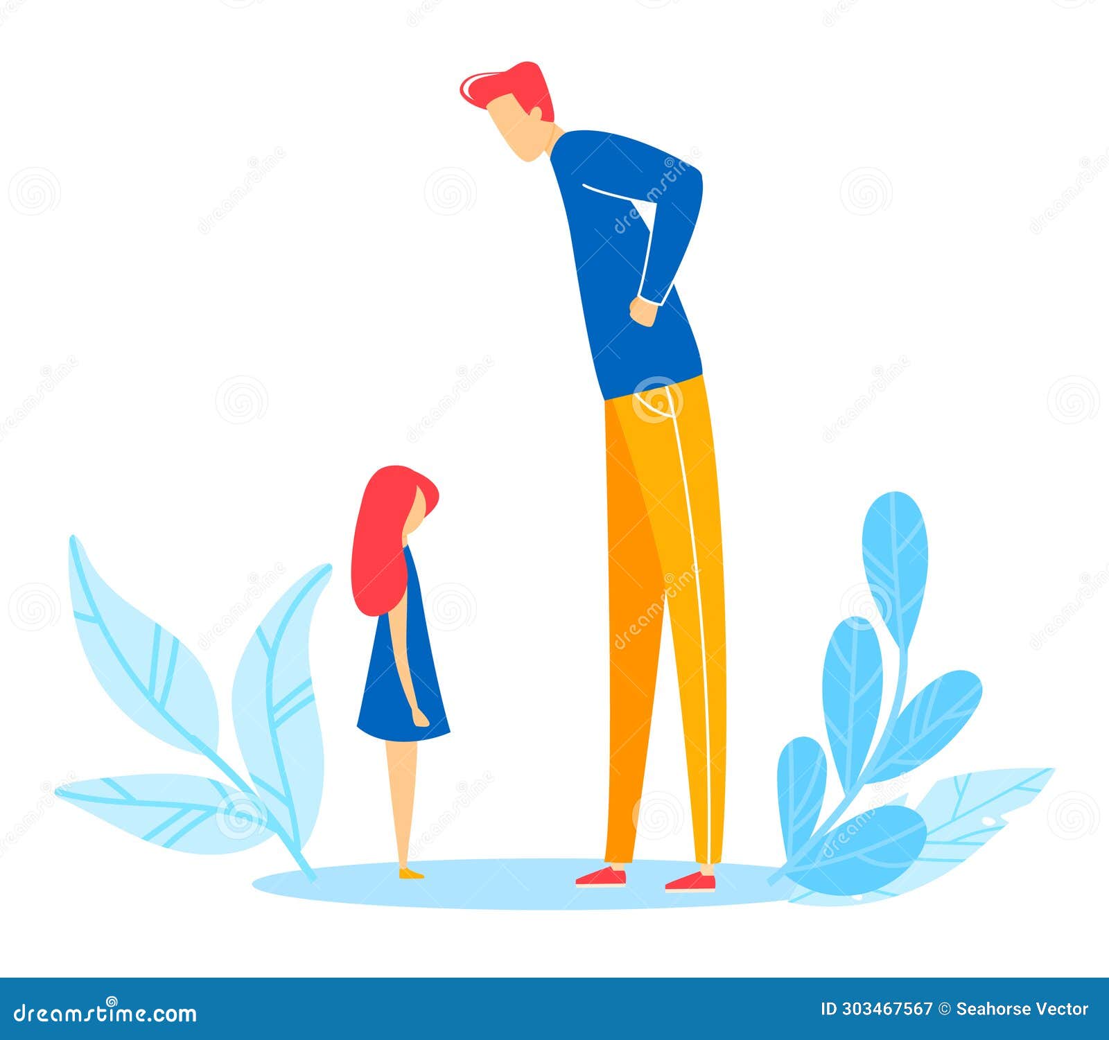 Tall Short Comparison Kids Vector Illustration Stock Vector