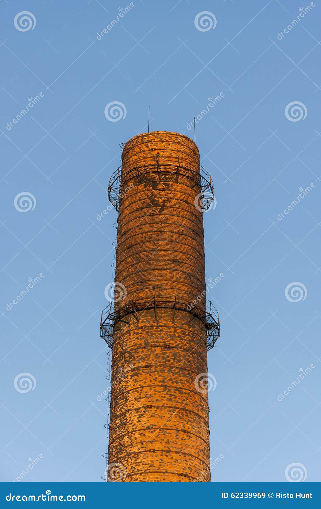 Tall Red Chimney in Front of Blue Sky Stock Image Image of industrial