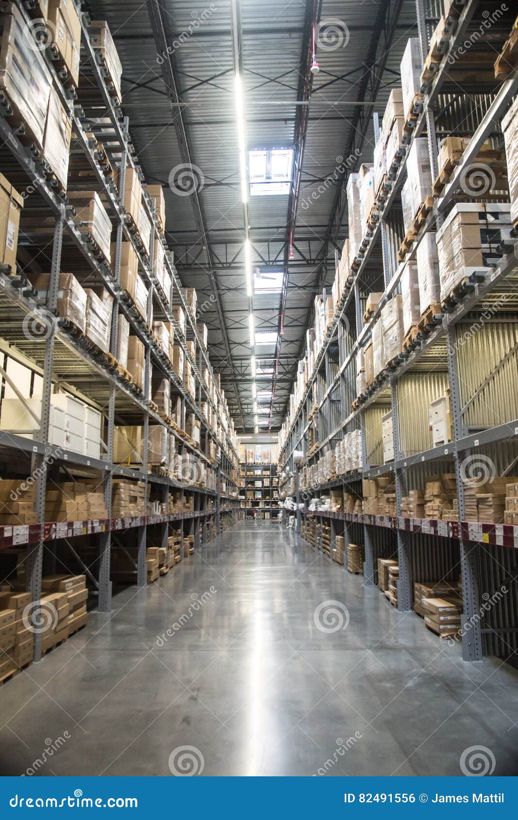 Tall Shelves in a Warehouse Stock Photo Image of hallway, logistics