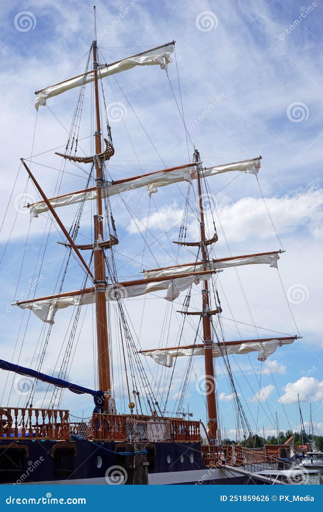 Tall Ship Mast with Rolled Sails Stock Photo Image of boat, transport