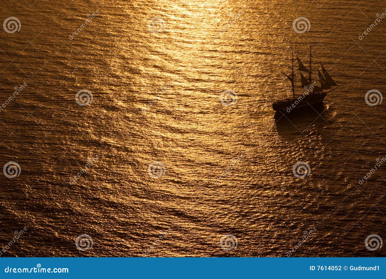 Tall Ship Sailing into Sunset Stock Photo Image of aegean, scenery