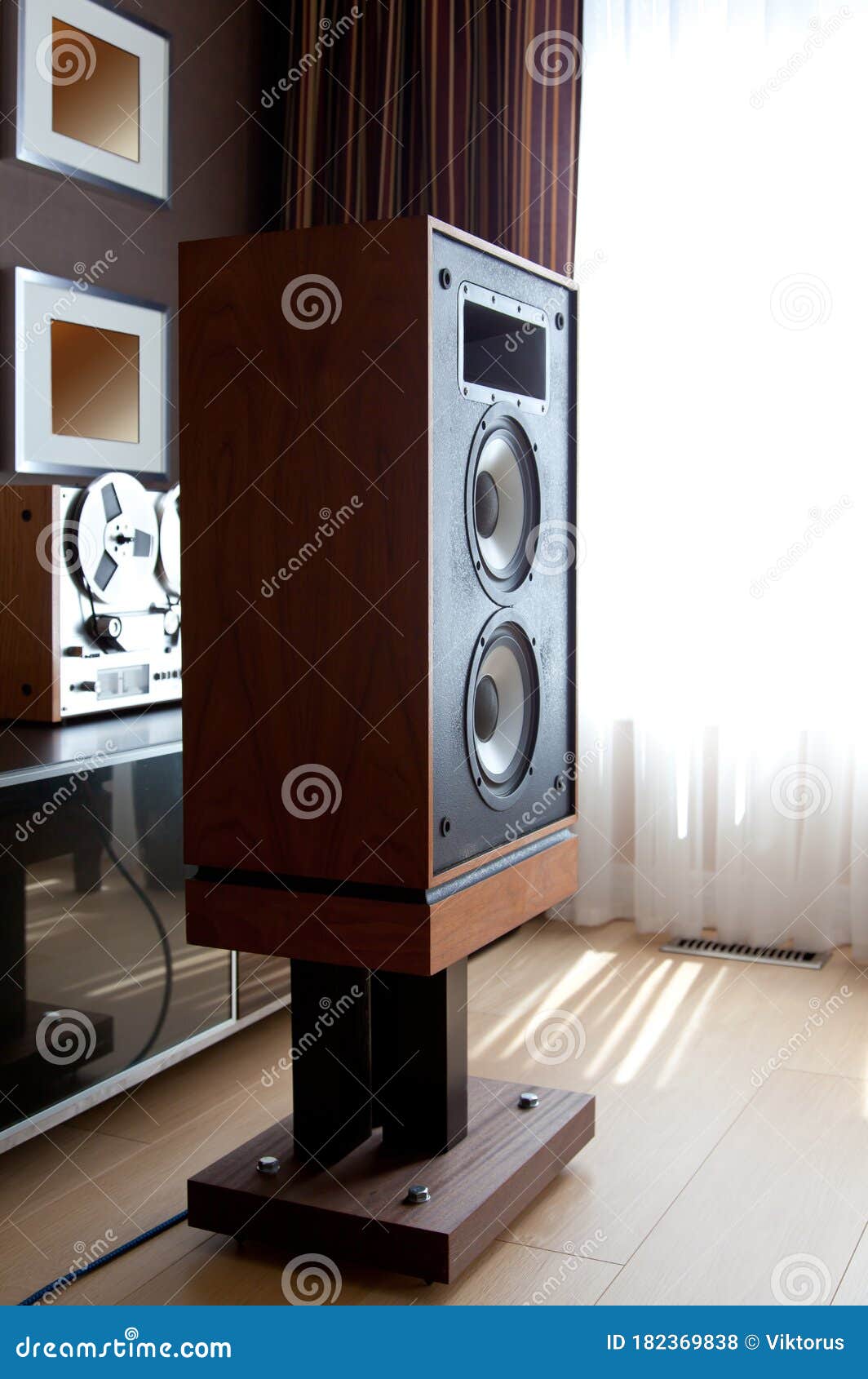 Tall Stereo Vintage Speaker in Modern Interior Stock Photo Image of