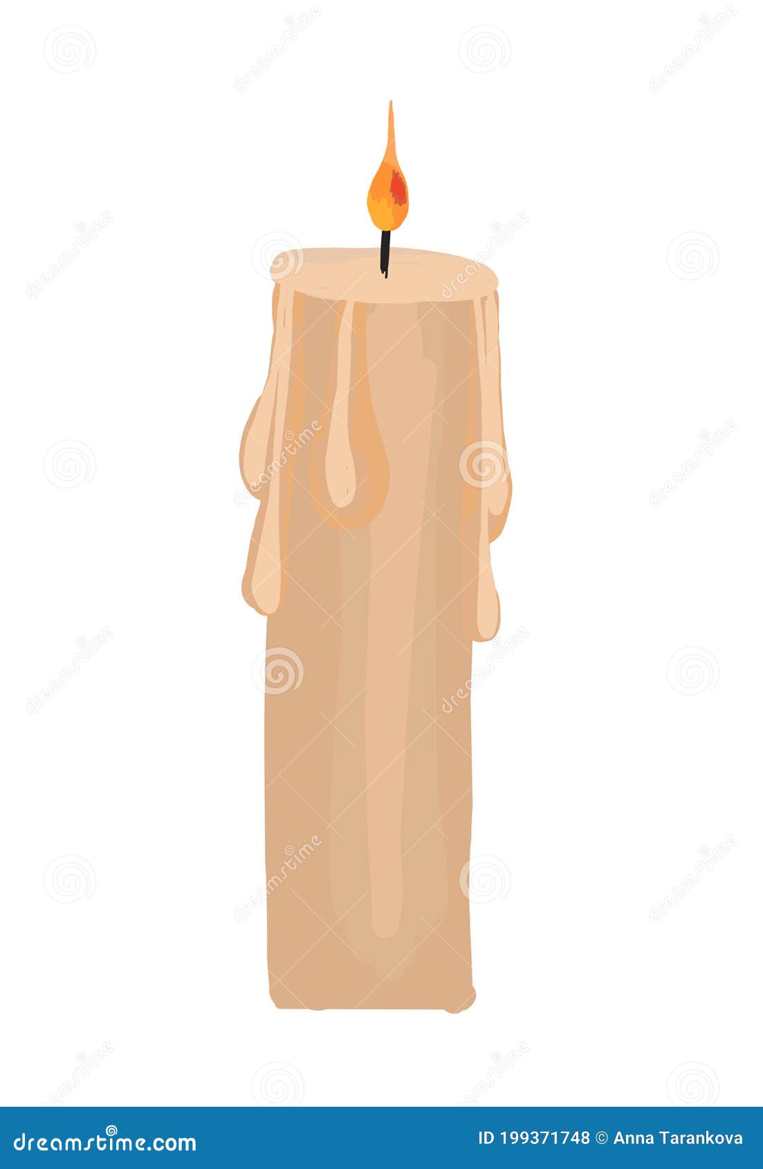 Tall White Candle. Wax Candle. Element for Your Design Stock Vector