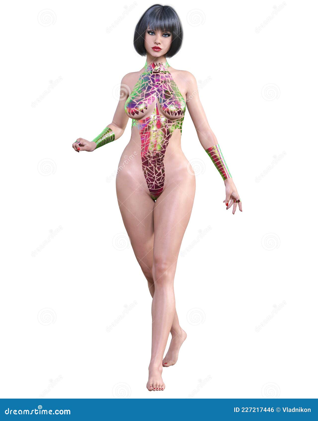 Tall Woman in Tape Lingerie Stock Illustration - Illustration of fashion,  candid: 227217446