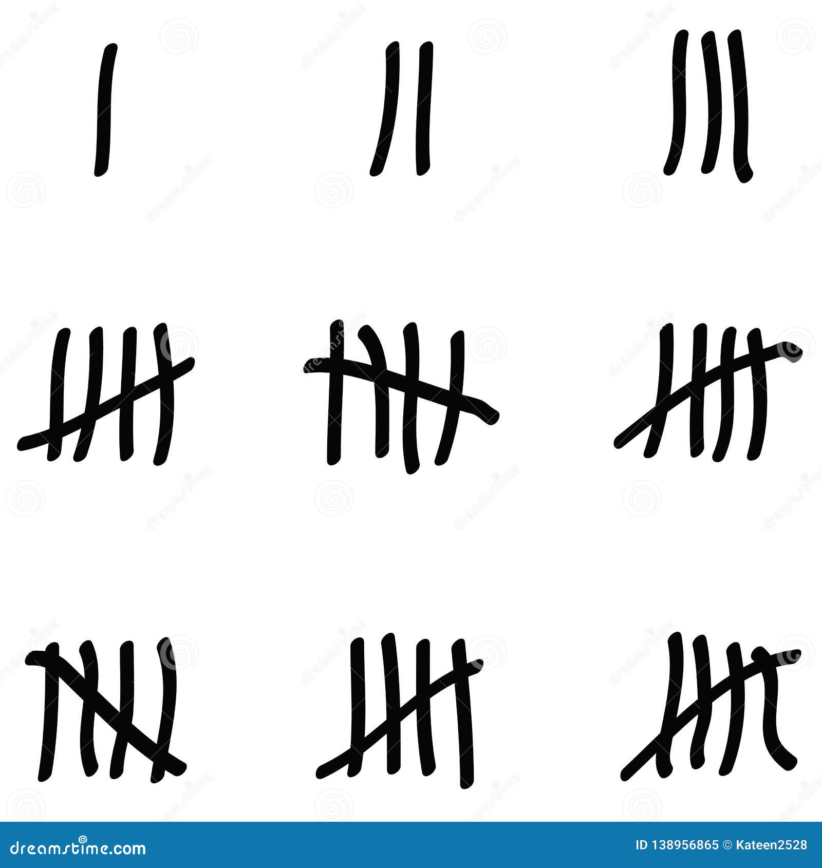 Tally Marks On The Wall Isolated. Counting Characters. Vector Stock