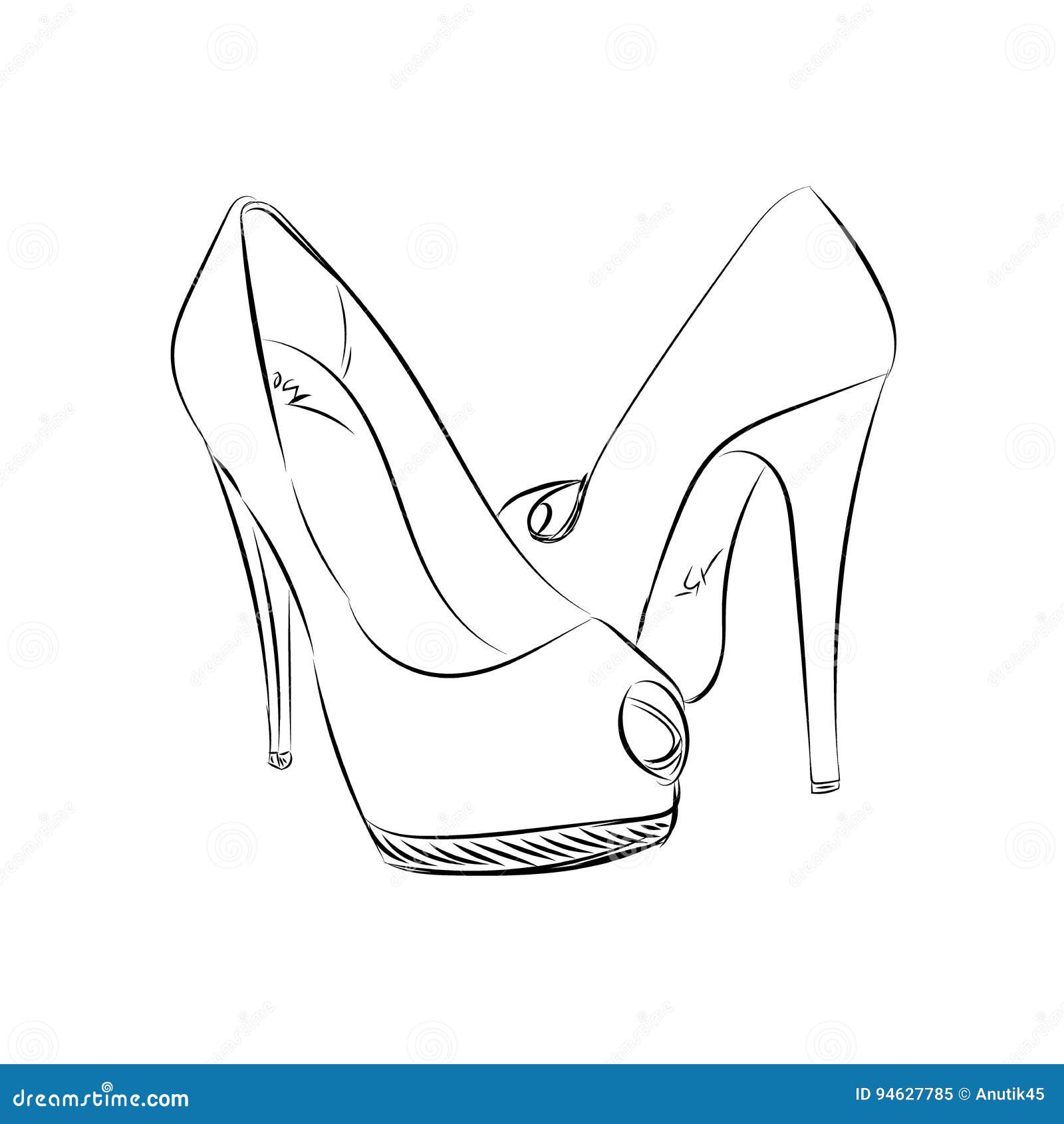 Talons Hauts, Style De Croquis Illustration de Vecteur - Illustration du vecteur, femelle: 94627785
