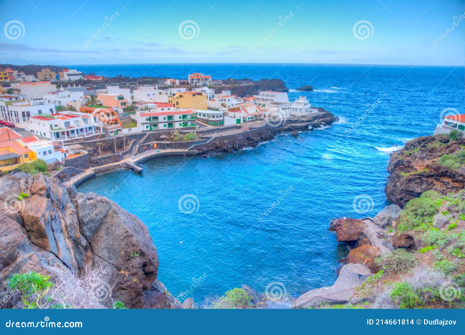 tamaduste village situated on shore of el hierro island at canary islands, spain