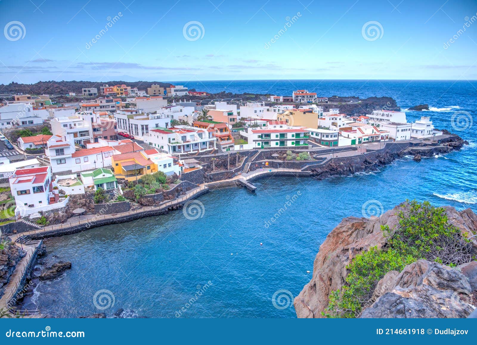 tamaduste village situated on shore of el hierro island at canary islands, spain