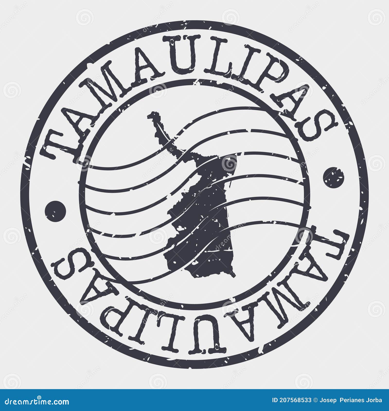 tamaulipas, mexico stamp postal. a map silhouette seal. passport round . emblem  icon  retro travel.