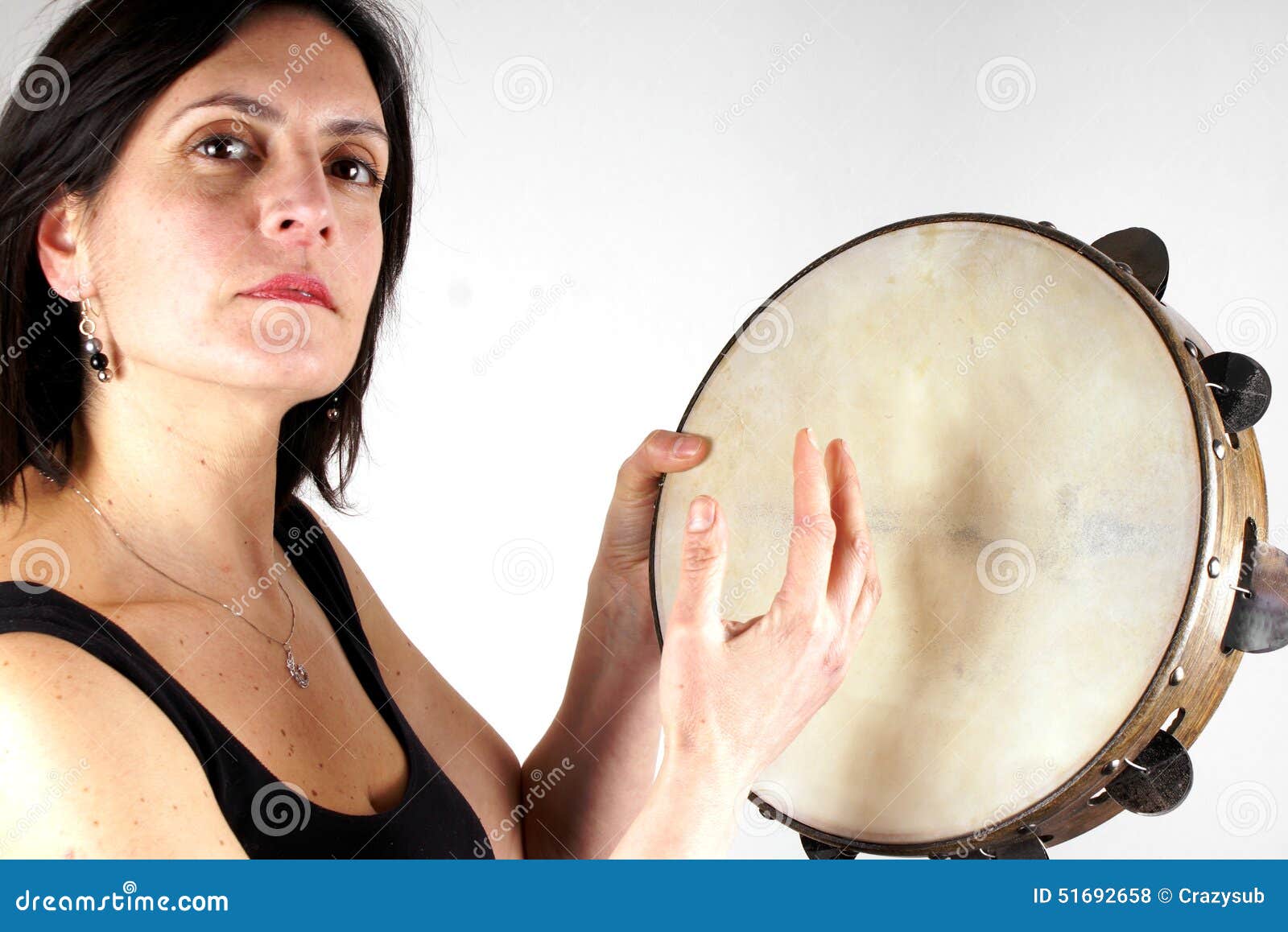Tambourine stock photo. Image of folk, fashion, female 51692658
