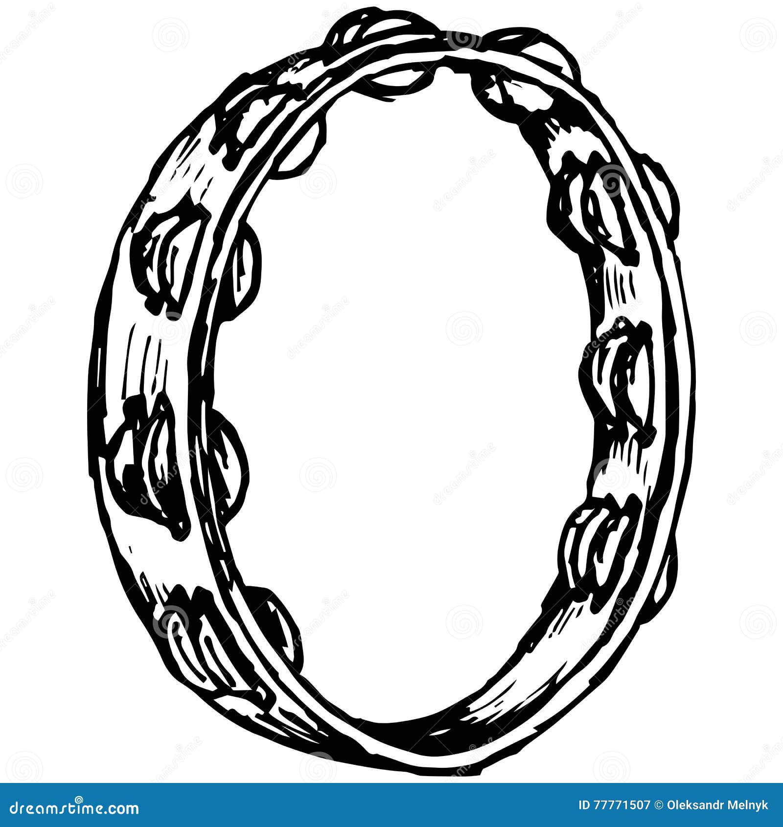 Tambourine. Vector Illustration Of A Tambourine. Black And White Icon