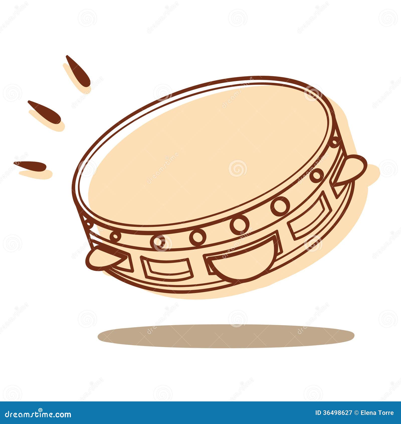 Percussion instruments vector set. Simple cute tambourine, drums