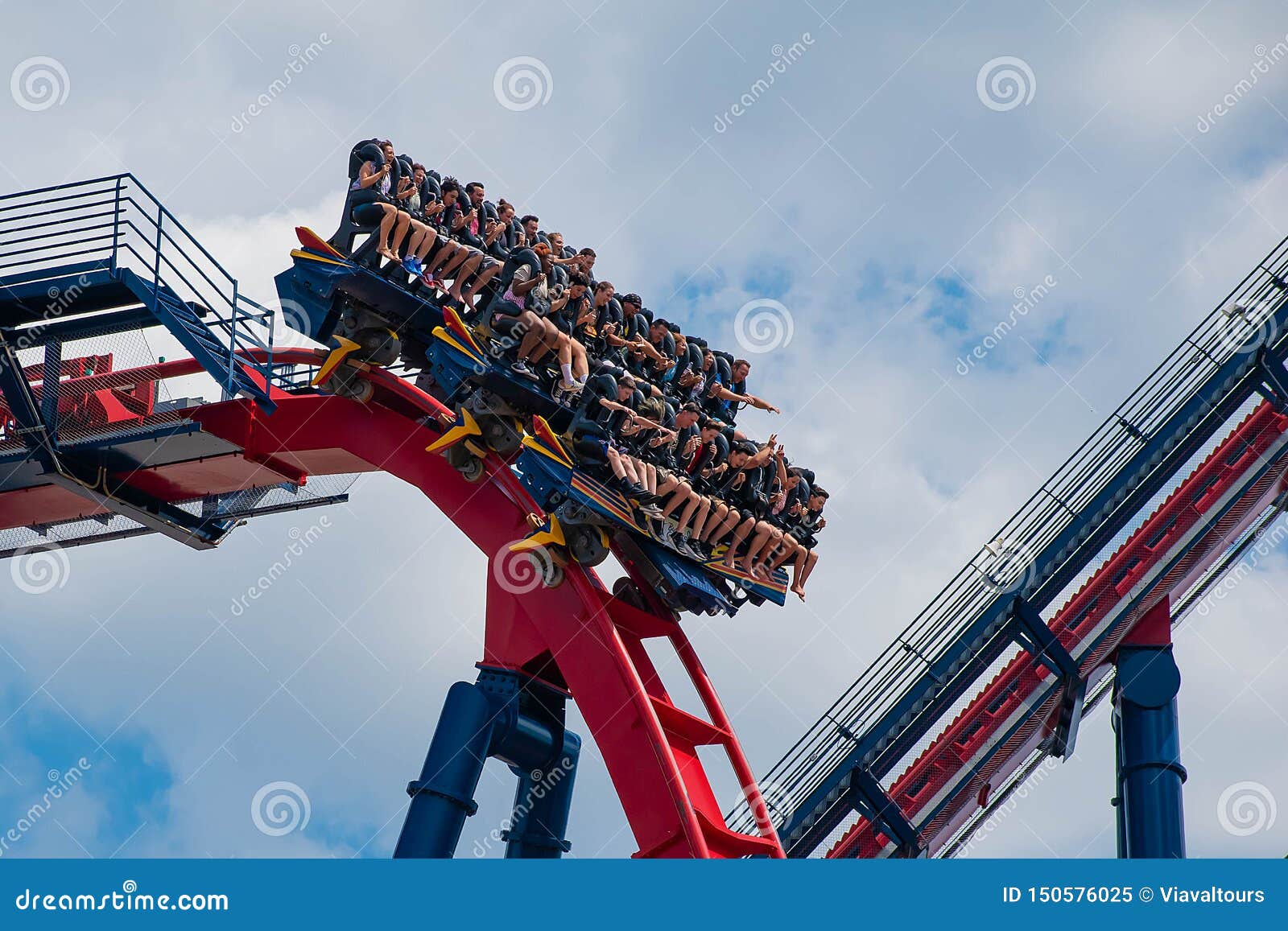 Excited Faces Of People Enyoing A Sheikra Rollercoaster Ride At
