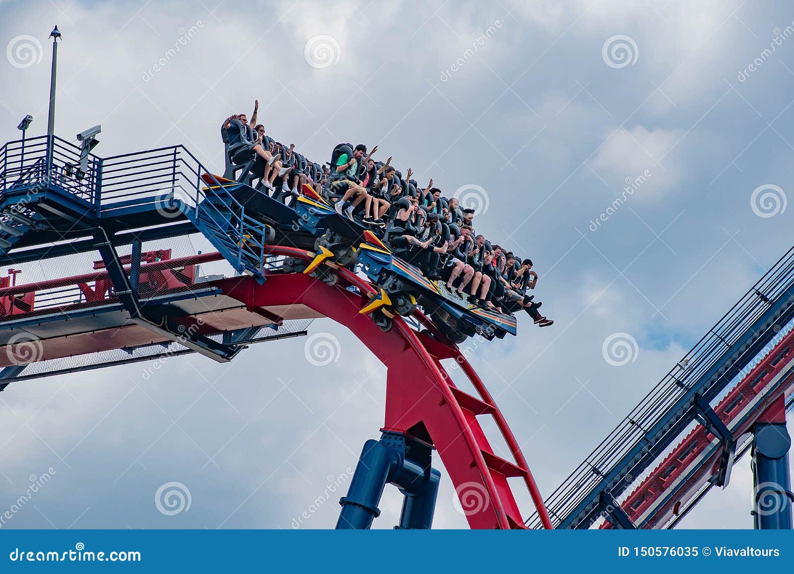 Excited Faces Of People Enyoing A Sheikra Rollercoaster Ride At