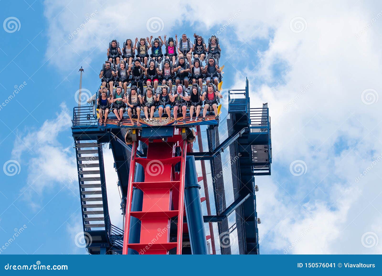 Excited Faces Of People Enyoing A Sheikra Rollercoaster Ride At
