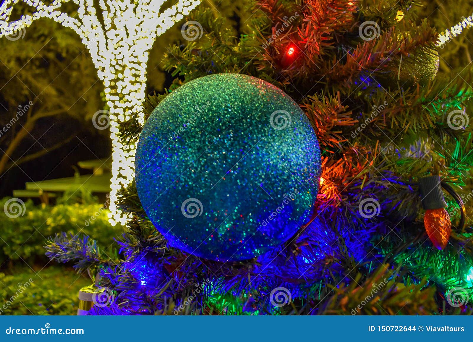 Beautiful Ball On Christmas Tree At Busch Gardens Editorial Stock