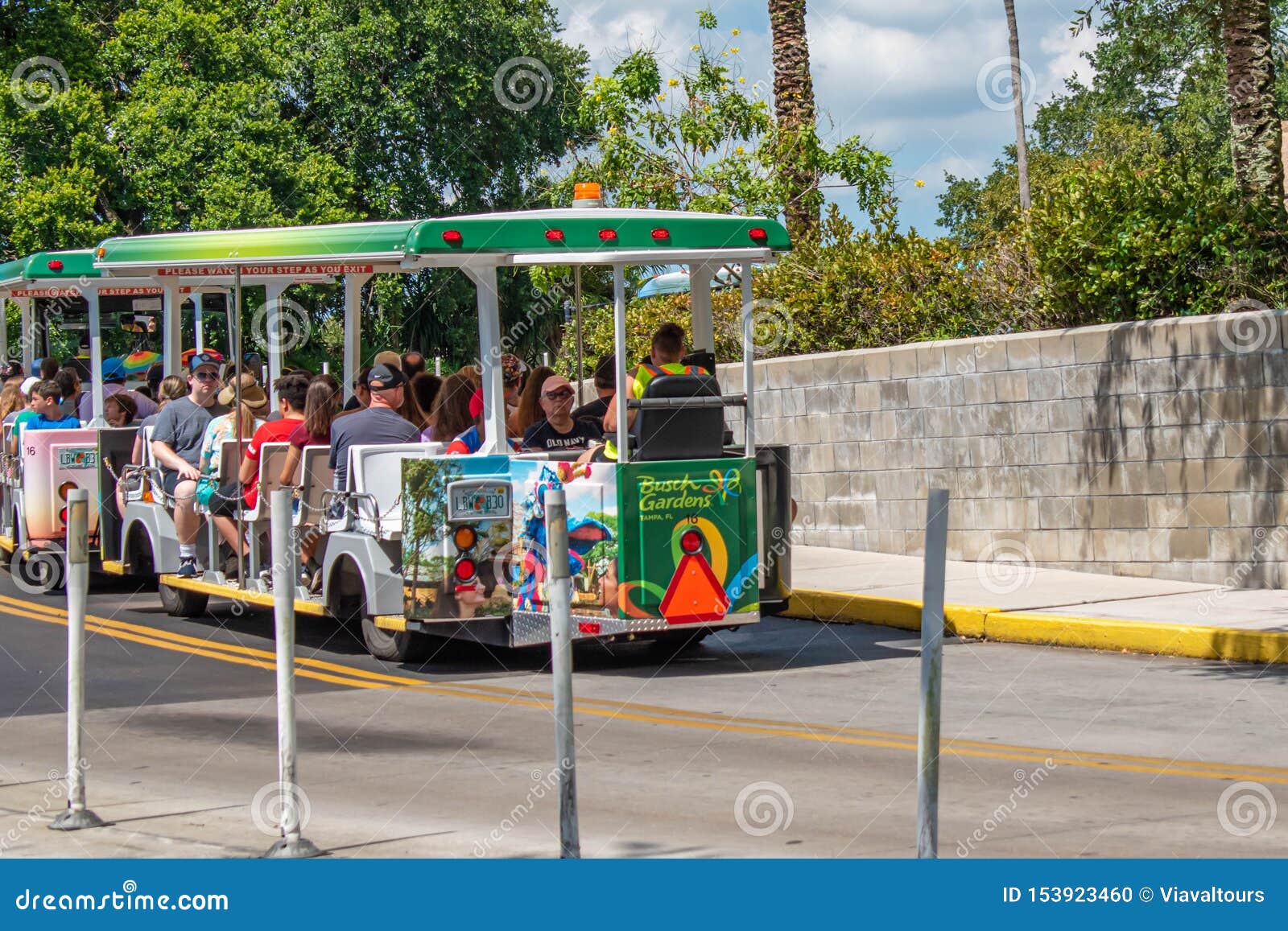 Trams Used To Transport Visitors Between The Parking Lot And The