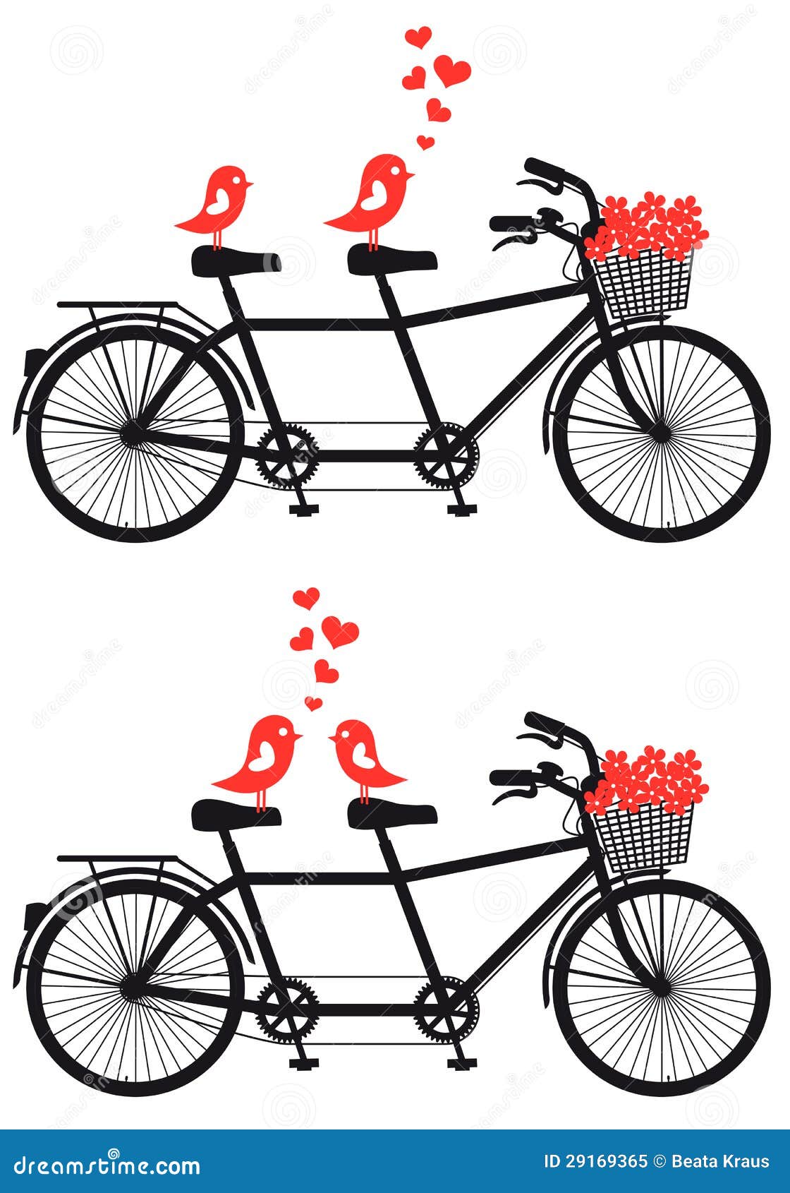 Tandem Bicycle. Cartoon Team On Bike, Teamwork Or Collective Relaxing