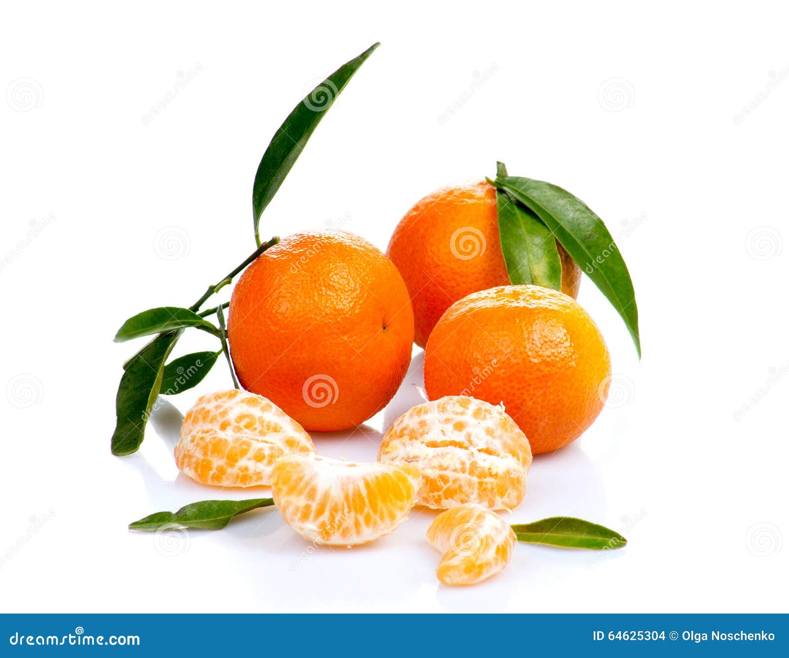 Tangerine or Mandarin Fruit Isolated on White Background Cutout Stock