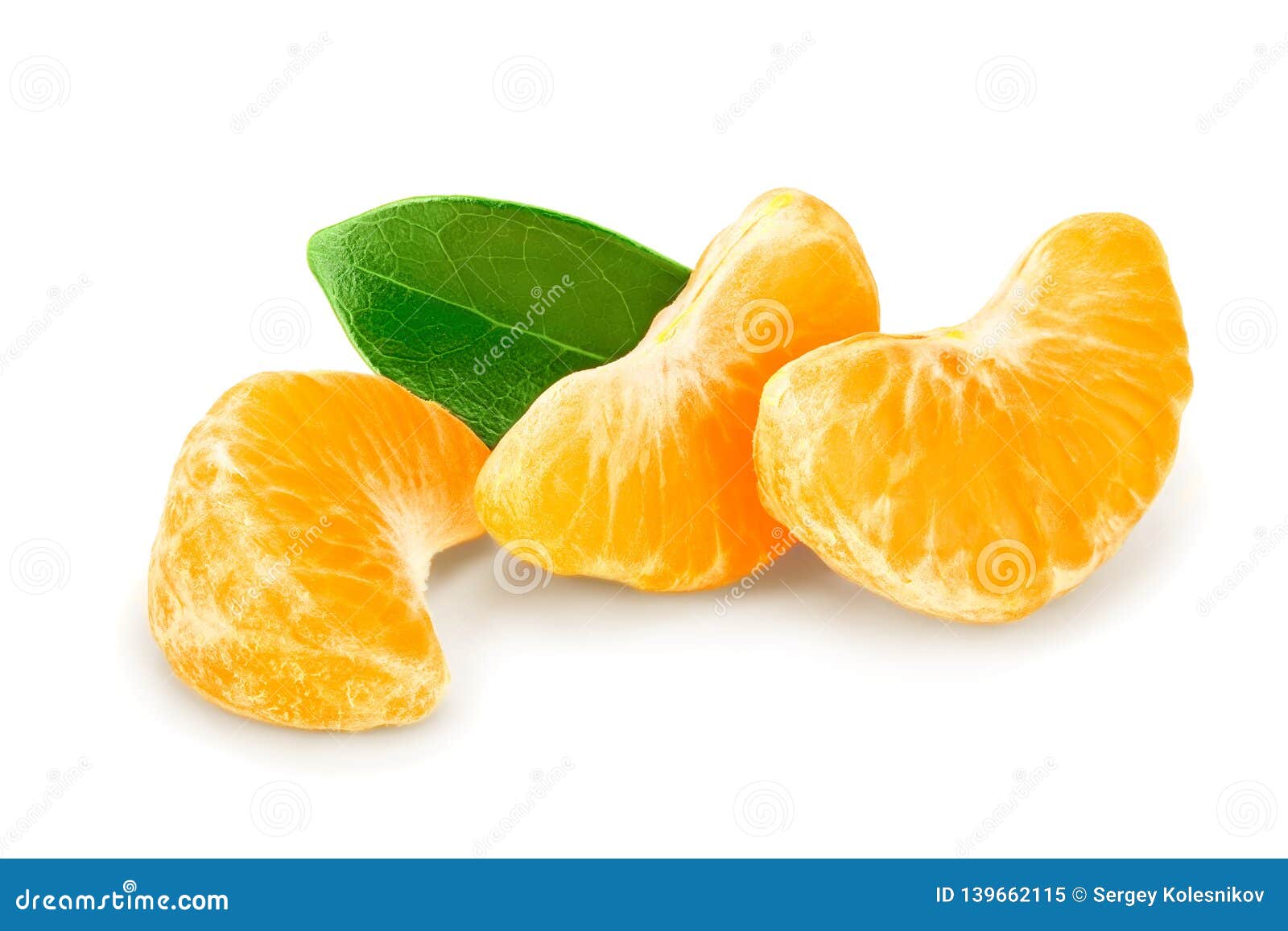 Tangerine or Mandarin Fruit with Leaves Isolated on White Background