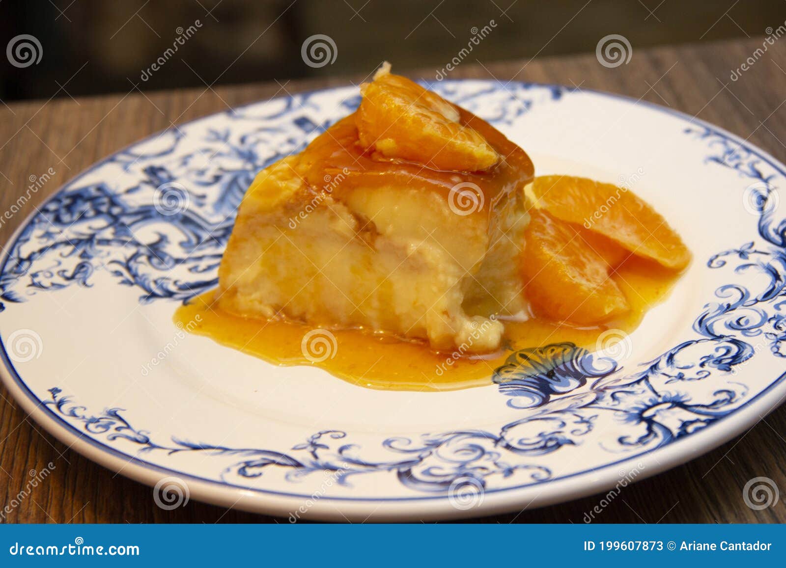 Tangerine Pudding Caramelized Pudding Dessert with Tangerine Stock