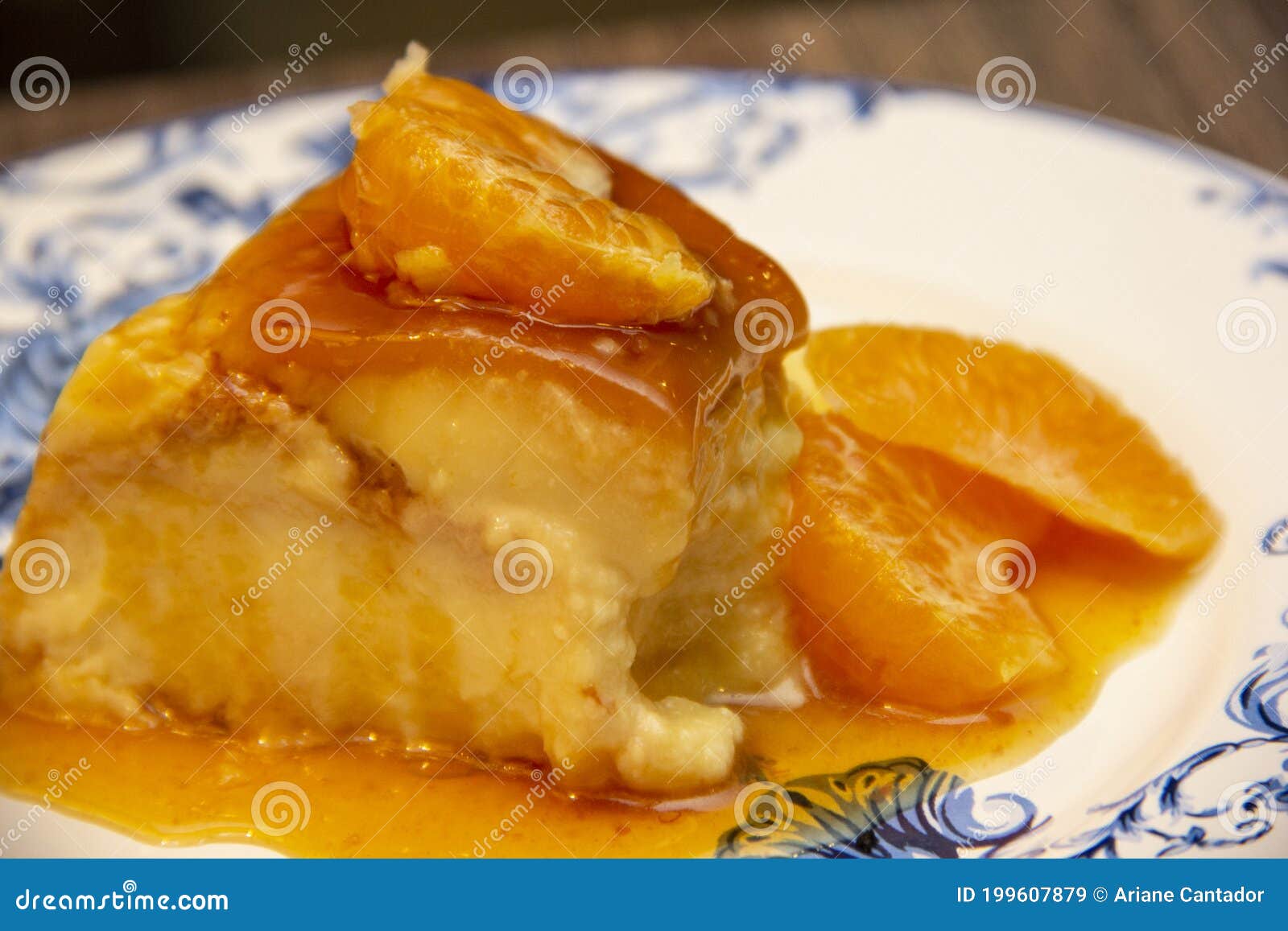 Tangerine Pudding Caramelized Pudding Dessert with Tangerine Stock