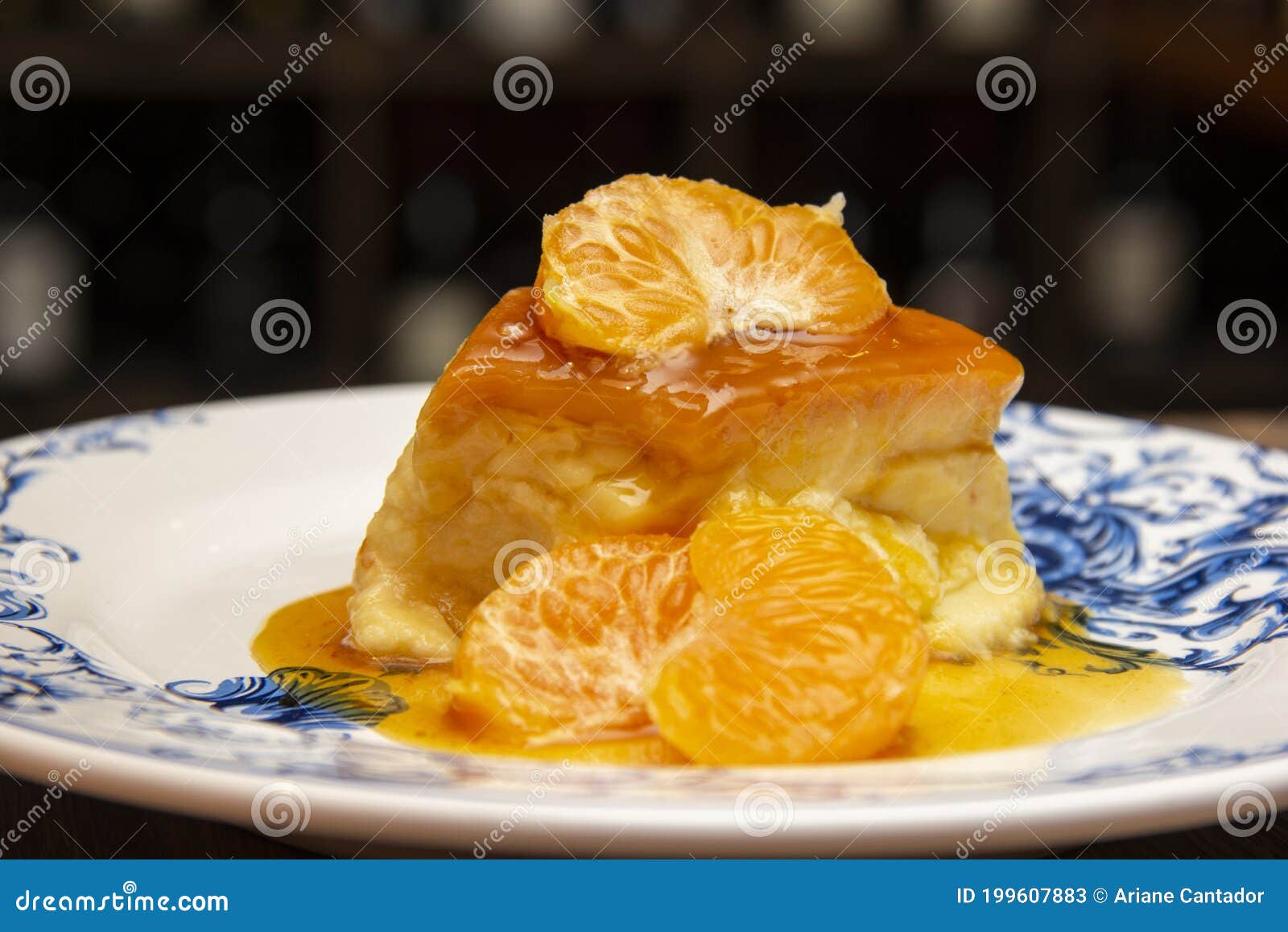 Tangerine Pudding Caramelized Pudding Dessert with Tangerine Stock