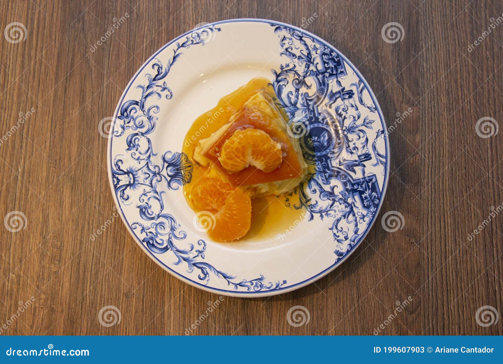 Tangerine Pudding Caramelized Pudding Dessert with Tangerine Stock