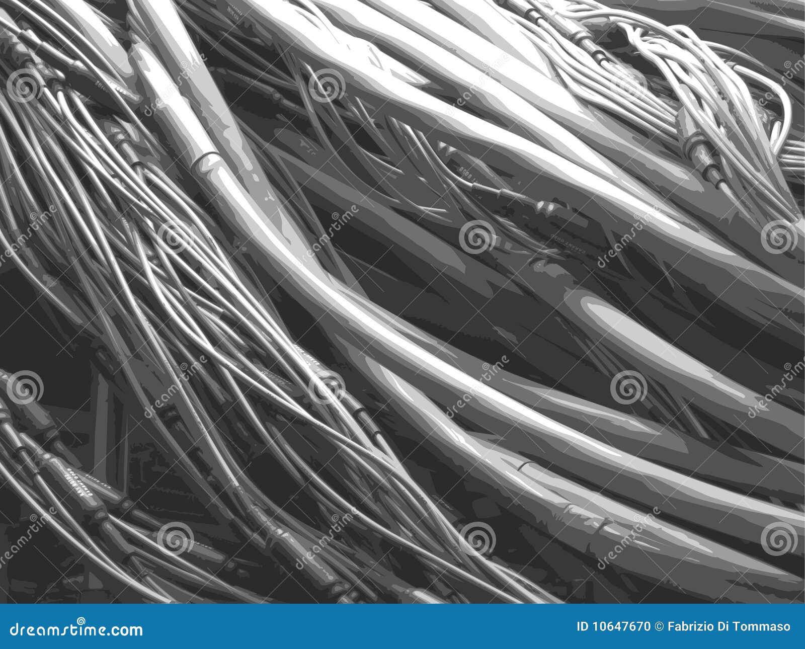 Tangle of coaxial wires stock vector. Illustration of wires 10647670
