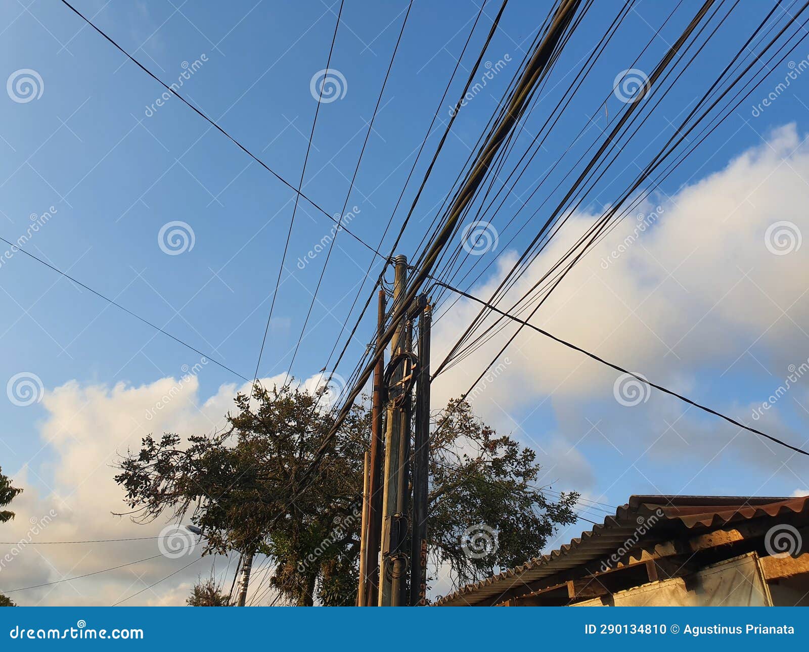 Tangled Electrical Cables on the Streets in Bali Stock Photo Image of