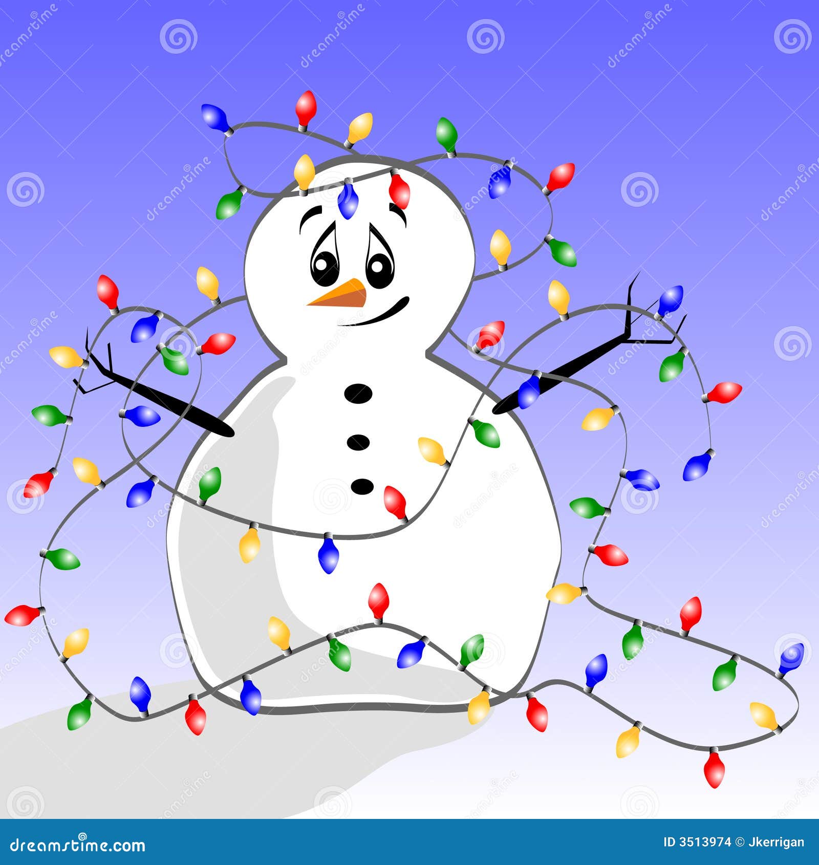 snowman clipart with christmas lights