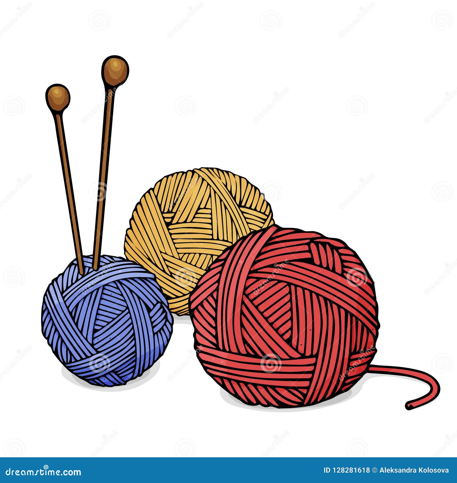 Tangles of Different Colors of Wool for Knitting and Knitting Needles ...