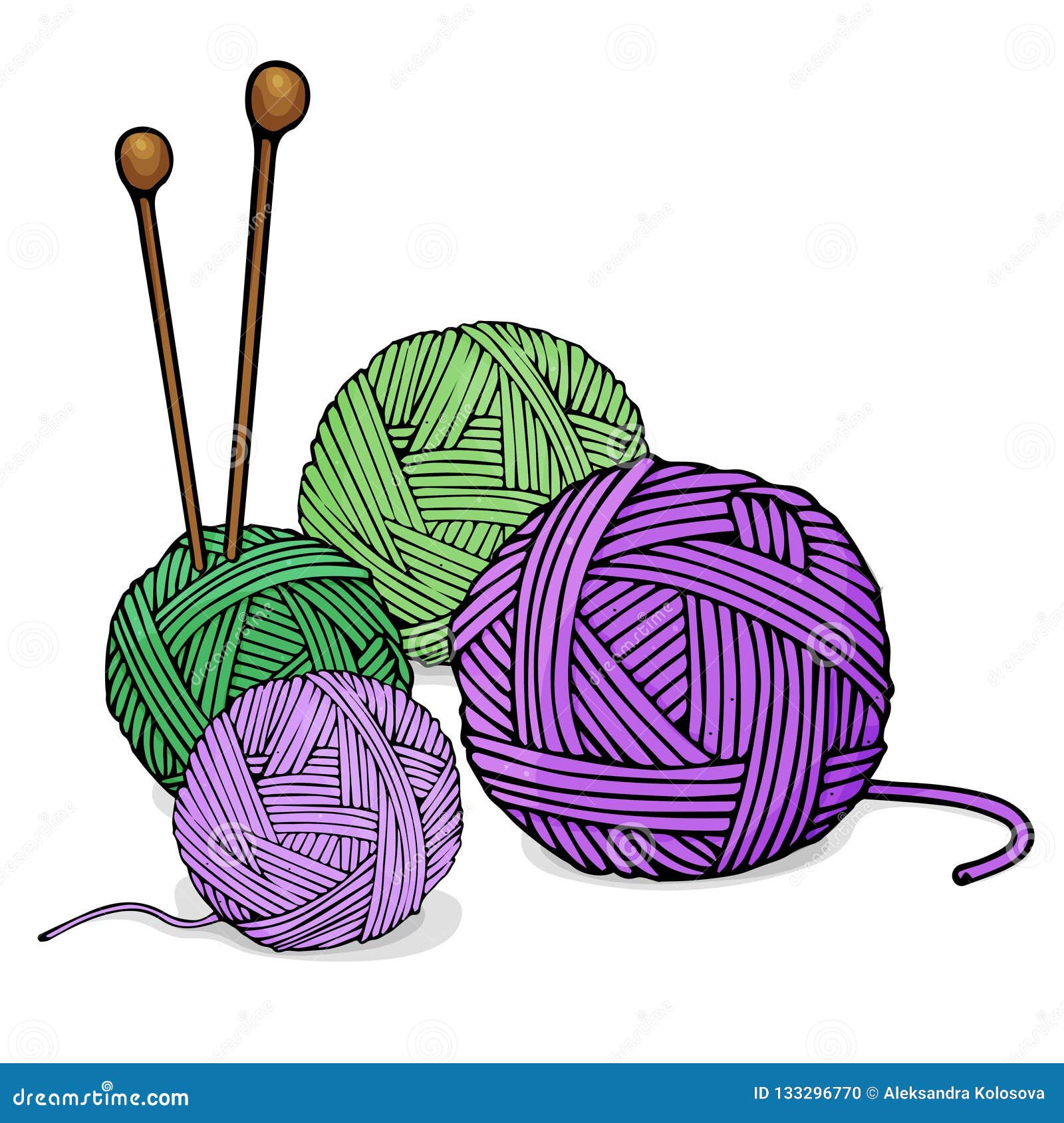 Tangles of Different Colors of Wool for Knitting and Knitting Needles ...