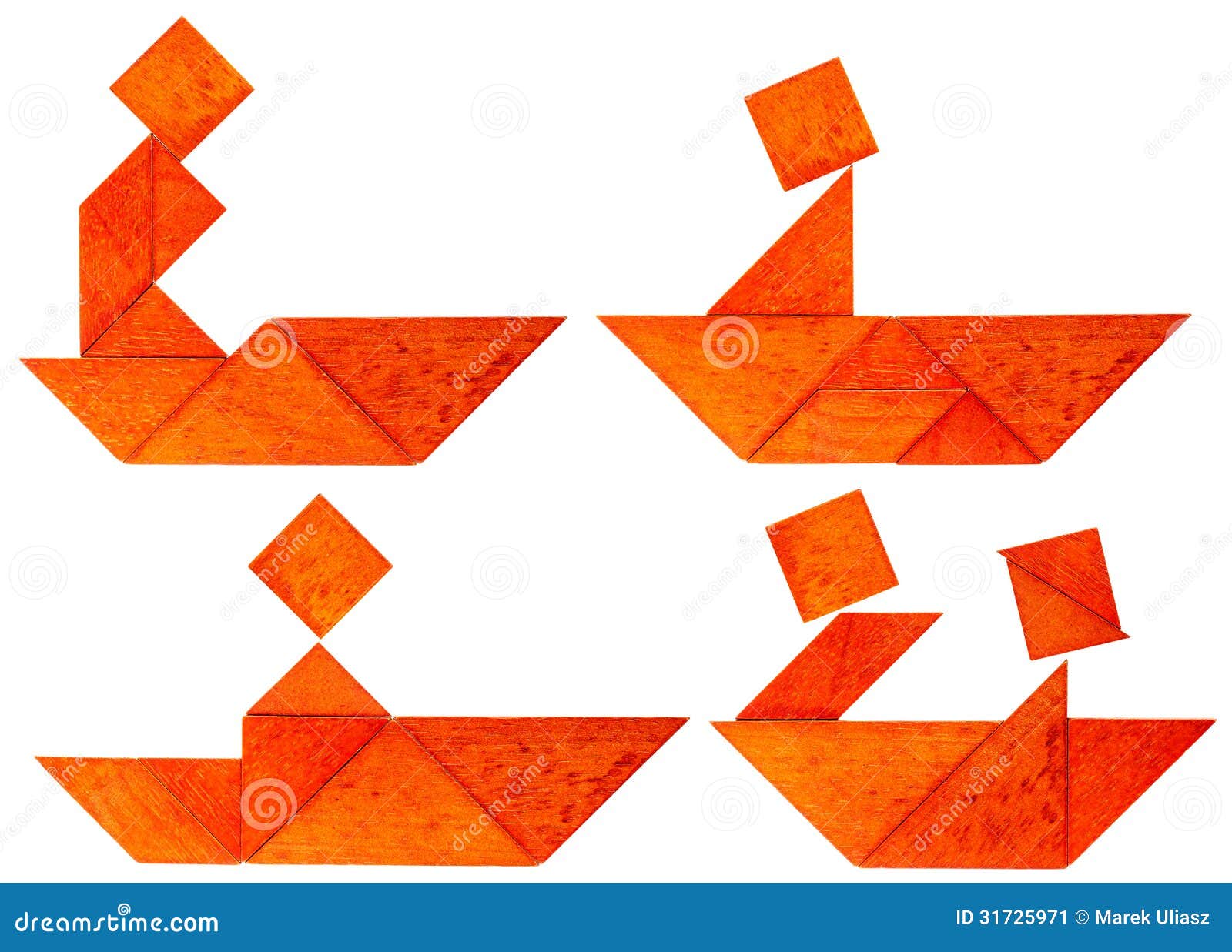 Tangram fisherman or rower stock image. Image of paddling 