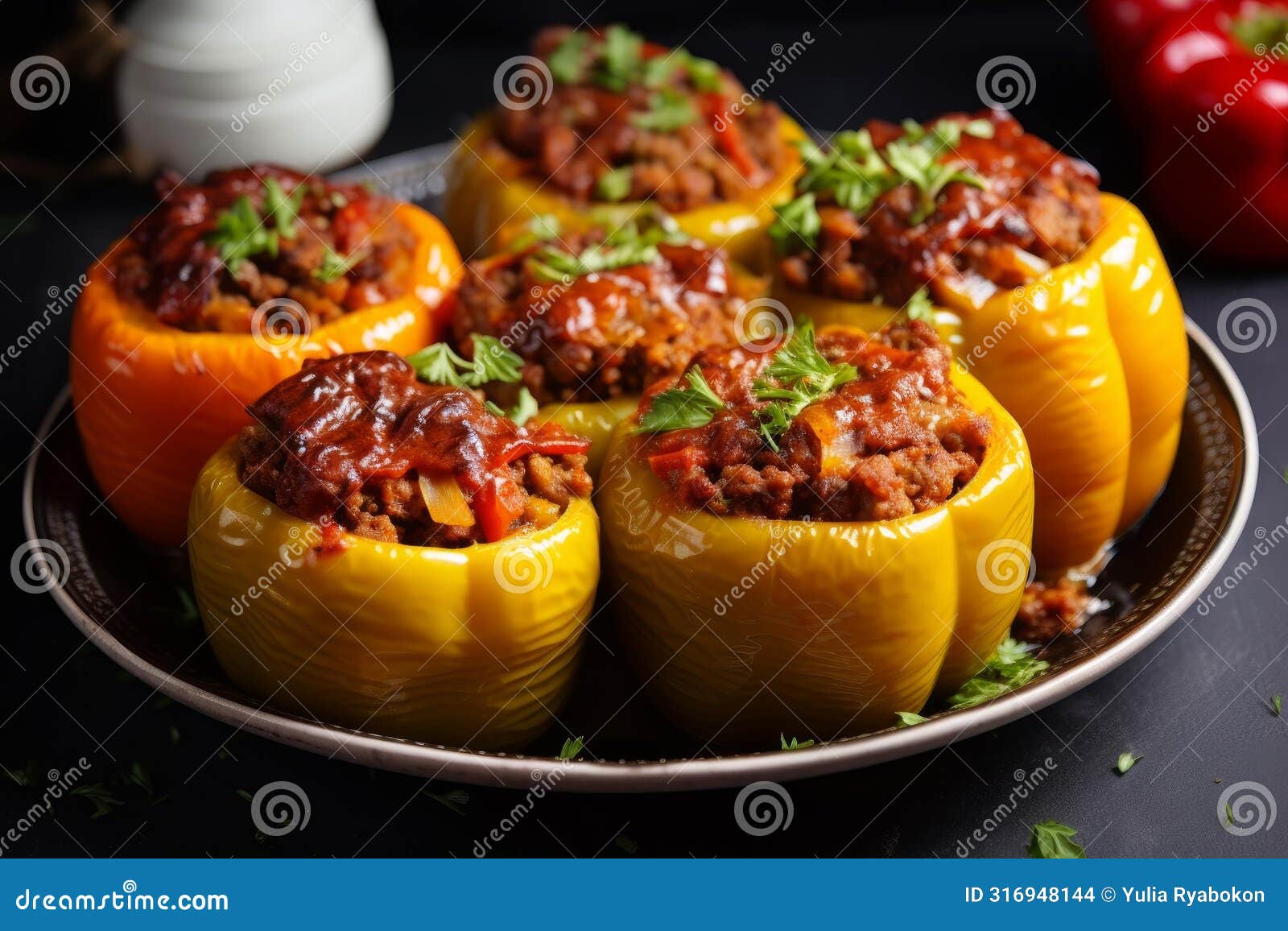 tangy stuffed peppers with meat. generate ai